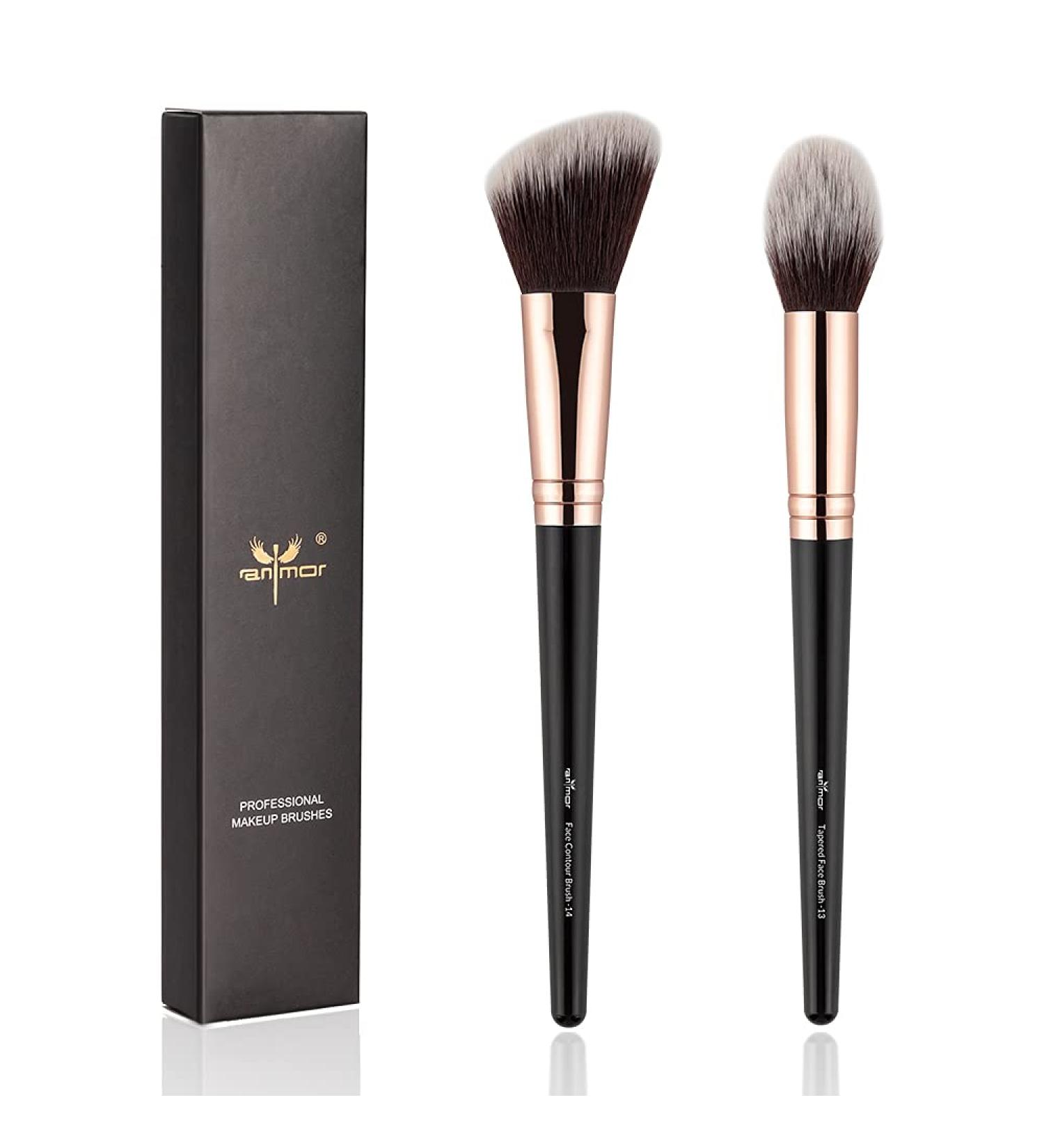 Anmor Premium Contour & Highlighter Brush Set - 2PCs Blush Bronzer Face Makeup Kit - Buy Online on GoSupps.com