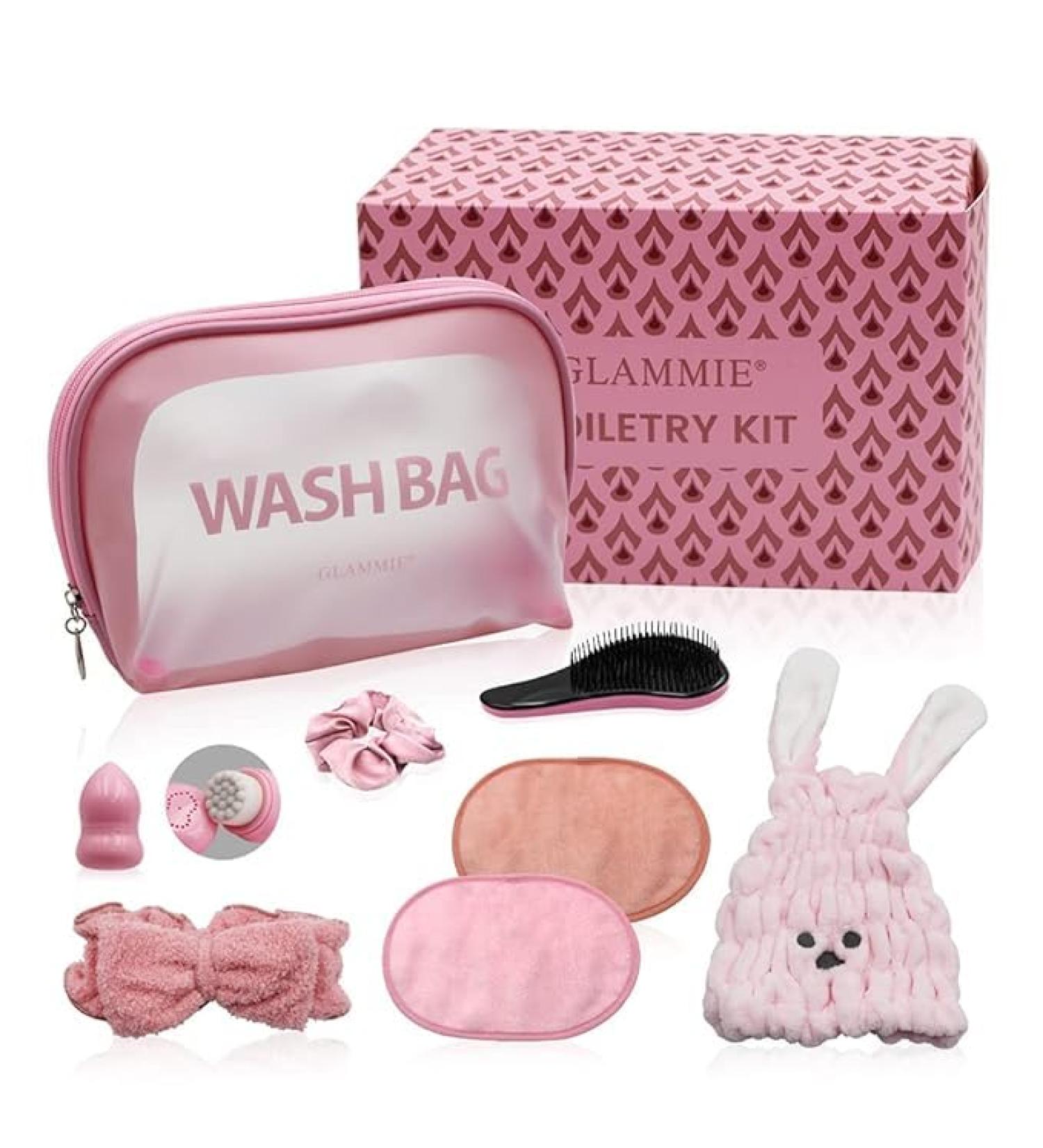 Ultimate Travel Set: Makeup Bag Hair Towel Facial Scrubber & More for Women | Microfiber Essentials for Makeup & Hair Care - Buy Online on GoSupps.com