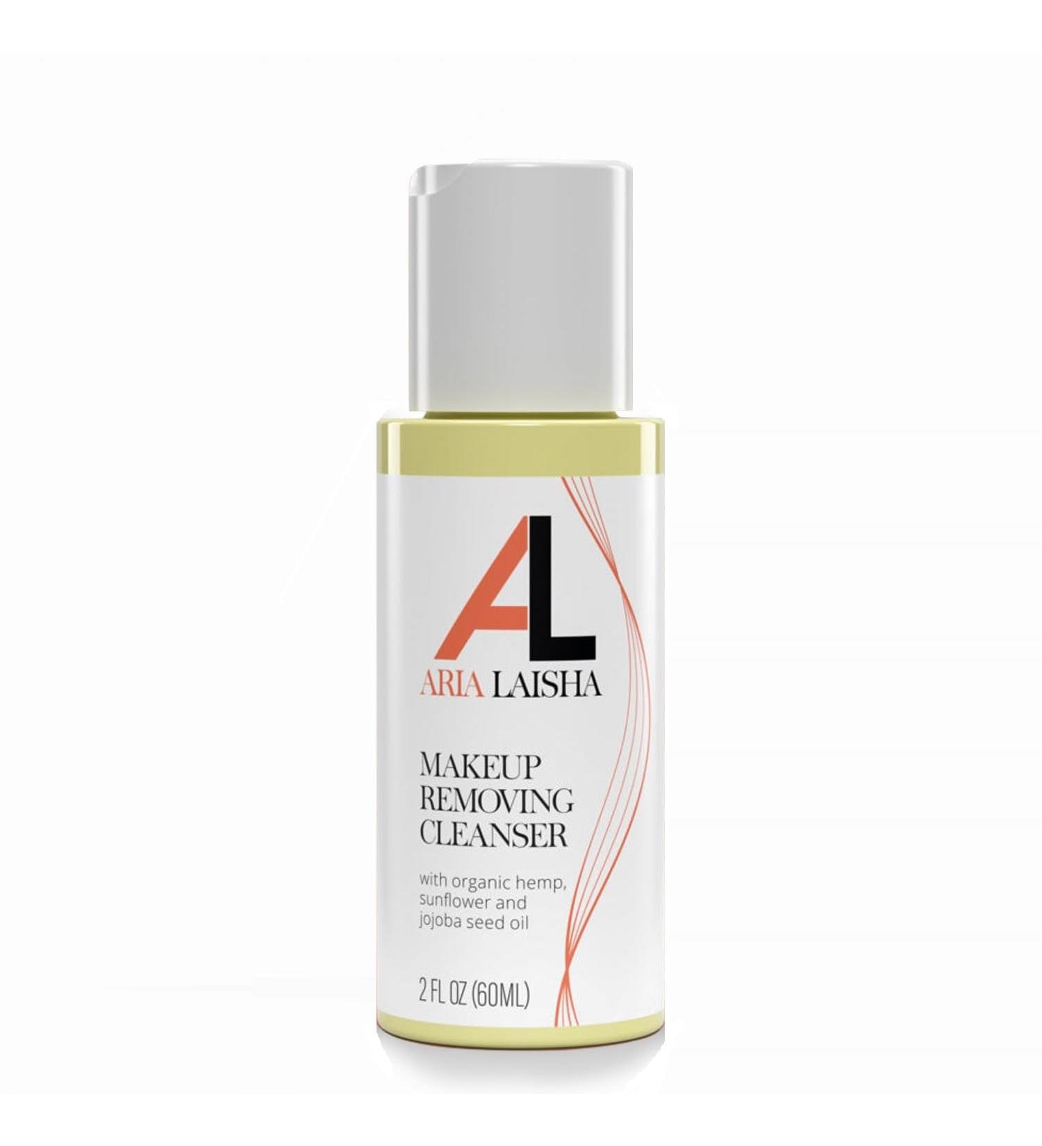 ARIA LAISHA Makeup Removing Cleanser 60ml Gentle Oil-Based Makeup Remover - Organic Hemp Sunflower & Jojoba Oils - Natural Ingredients - Removes Stubborn Makeup Mascara & Impurities - All Skin Types - Buy Online on GoSupps.com