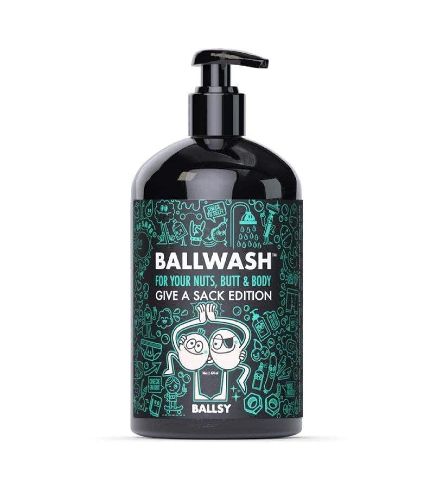 Ballsy Give-A-Sack Charcoal Body Wash for Men - Moisturizing with Coconut Oil - Natural Soap for Men - 16 Oz - Mint & Mandarin - Buy Online on GoSupps.com