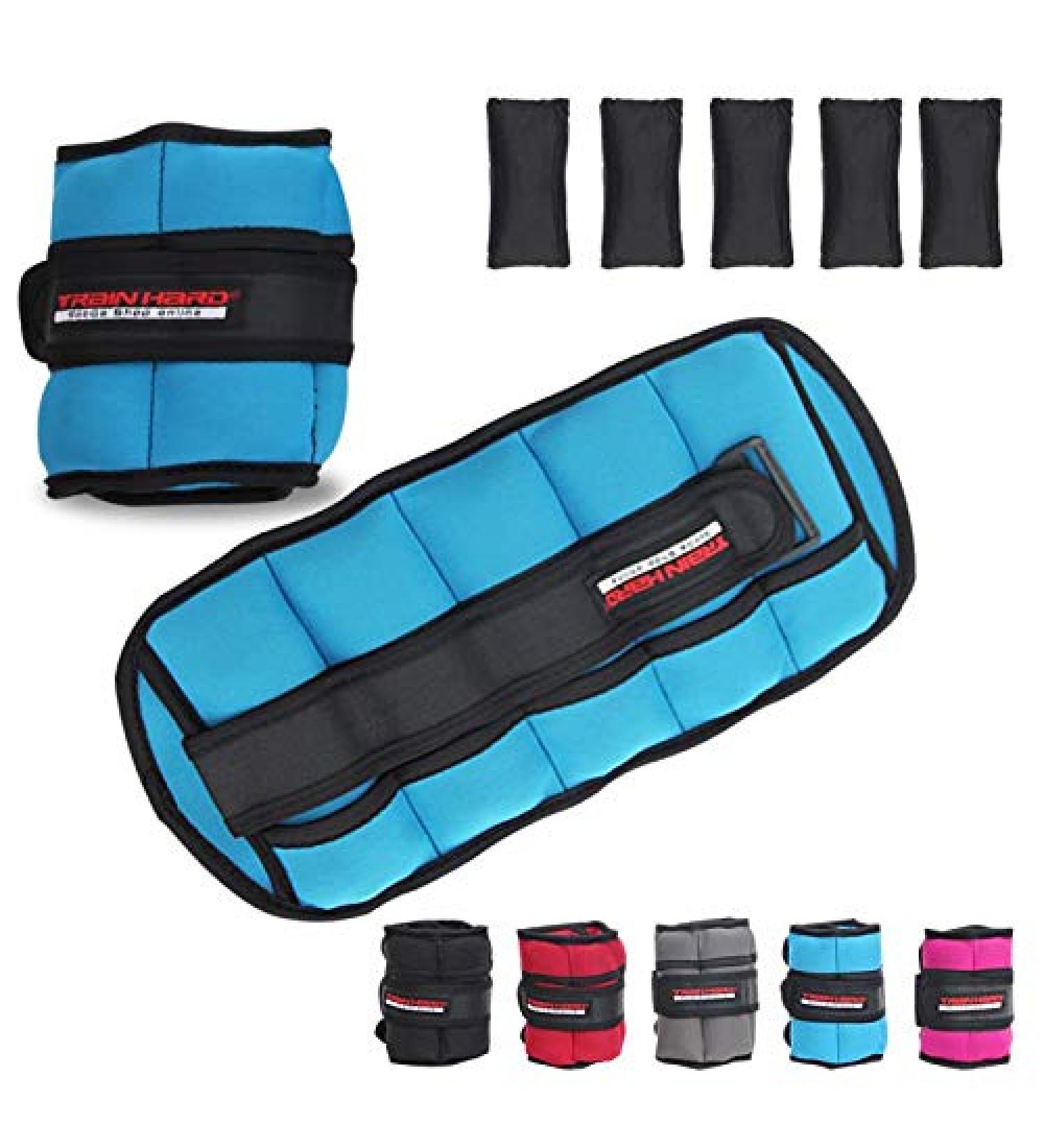 Trainhard Adjustable Weight Cuffs - 1 kg & 2.5 kg for Hands & Ankles | 5 Separable Weight Bags | Joint 2 Set | Running Weights in 4 Variants & 5 Colors - 1.5 kg Blue - Buy Online on GoSupps.com