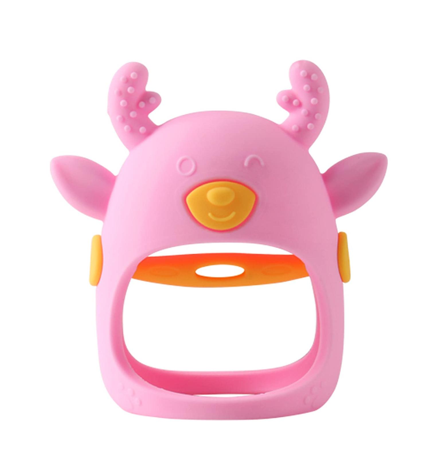 Buy Pink Baby Teething Ring & Gloves | Silicone Chew Toy for 3 Months+ | International Shipping - Buy Online on GoSupps.com