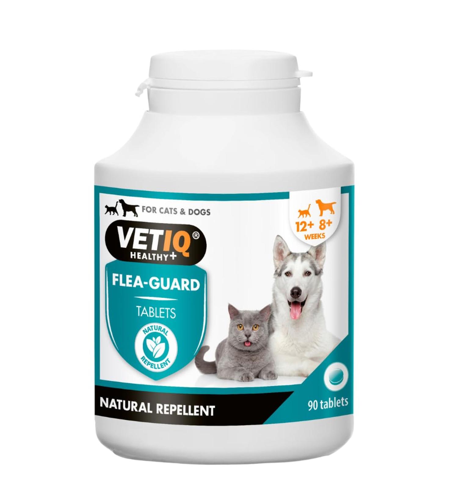 VetIQ Flea Guard Flea Treatment for Dogs & Cats Keeps Fleas Ticks & Mosquitoes Away Natural Flea Treatment With B Vitamins & Garlic Dog & Cat Flea Treatment For Healthy Skin 90 count (Pack of 1) - Buy Online on GoSupps.com