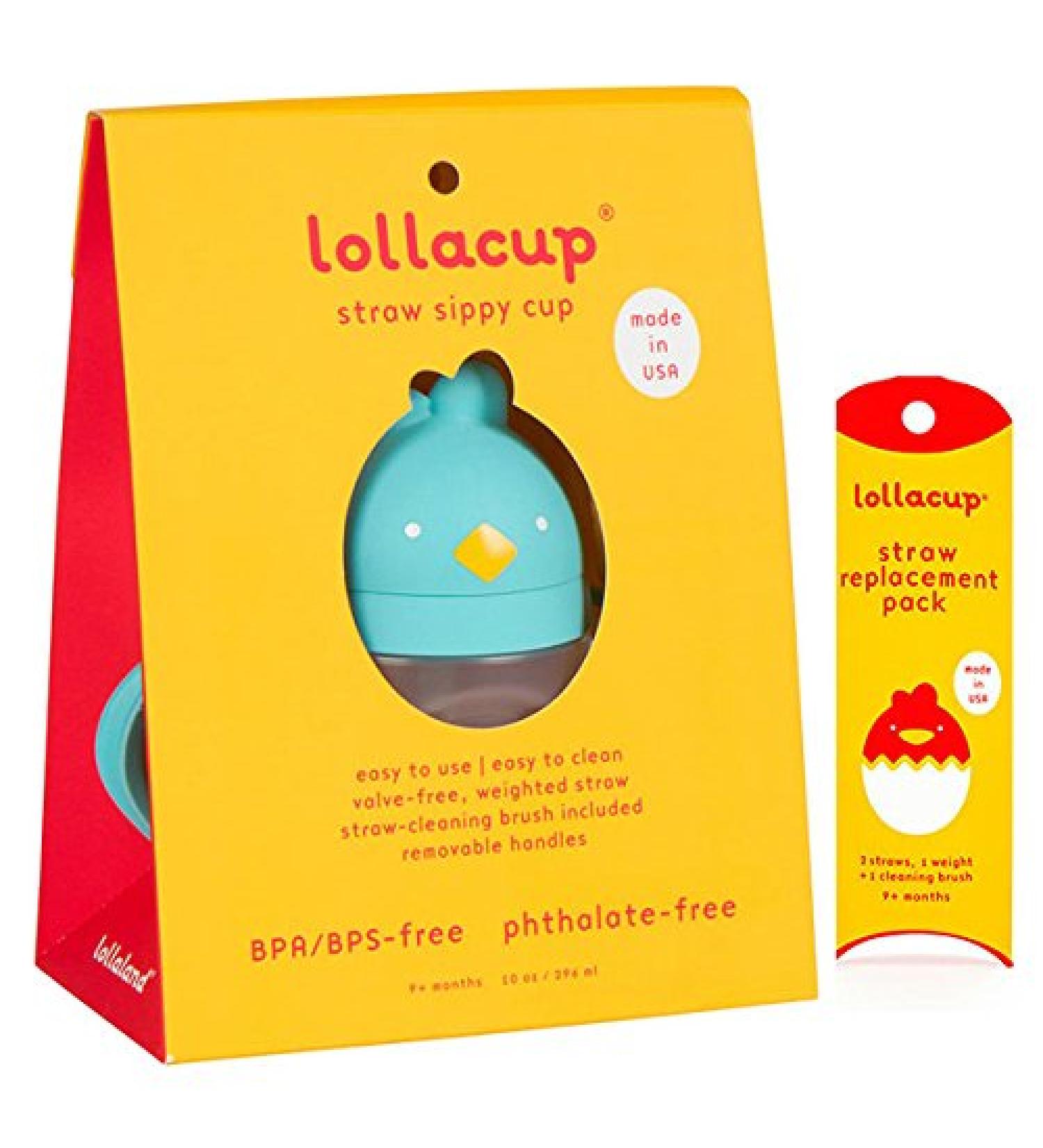 Made in USA Lollaland Weighted Straw Sippy Cup - Infant & Toddler Transition Cup | Shark Tank Product | Lollacup (Turquoise) with Straw Replacement Pack - Buy Online on GoSupps.com