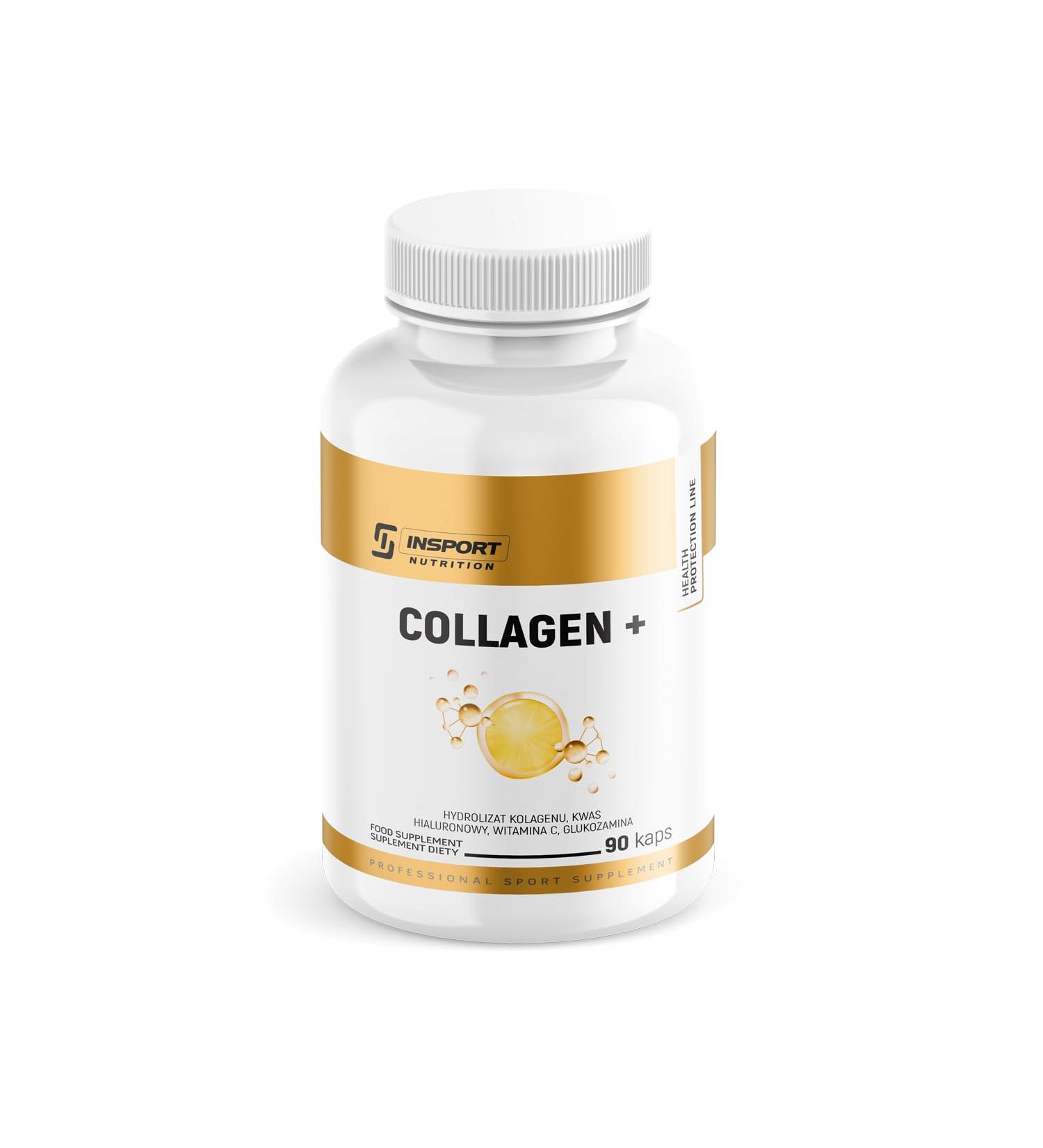 INSPORT Nutrition - Collagen Plus - 90 capsules - Enriched with hyaluronic acid glucosamine sulfate and vitamin C - Collagen supplements for women and men - Buy Online on GoSupps.com