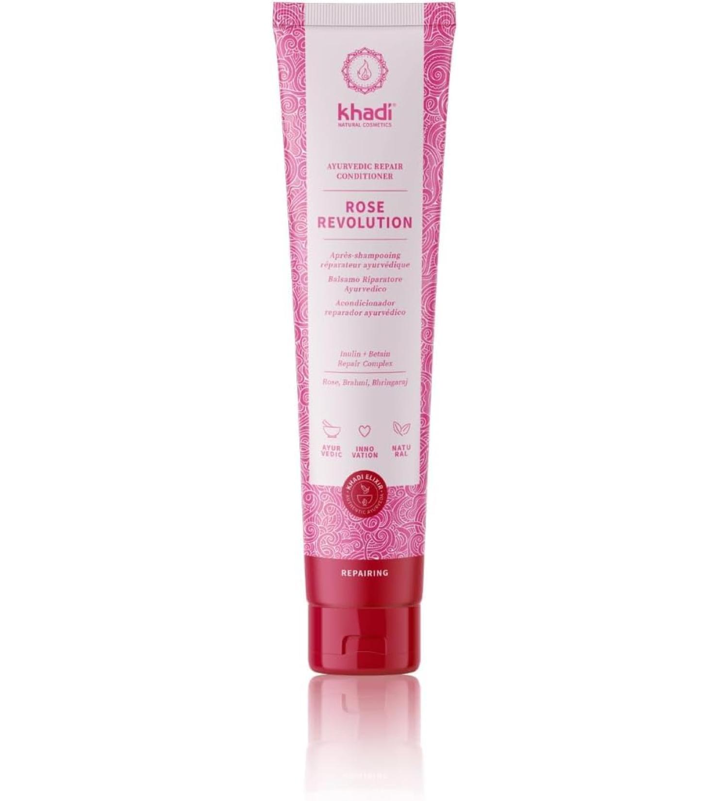 khadi ROSE REVOLUTION Apr s-shampooing lixir Ayurv dique - Cheveux faciles coiffer et l gers d s l'application - Pour un usage quotidien - 100% naturel et vegan - 200 ml - Buy Online on GoSupps.com