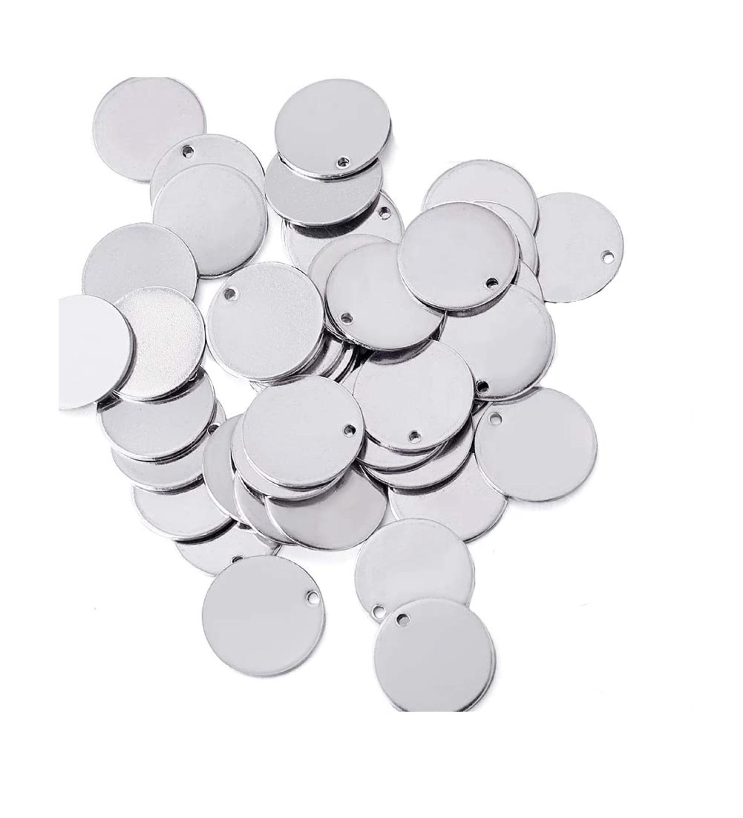 KISSITTY 100-Piece 5/9 Blank Stainless Steel Stamping Tag Charms - Smooth Polished Flat Round Disc Pendants - 18 Gauge - Stainless Steel Color - Buy Online on GoSupps.com