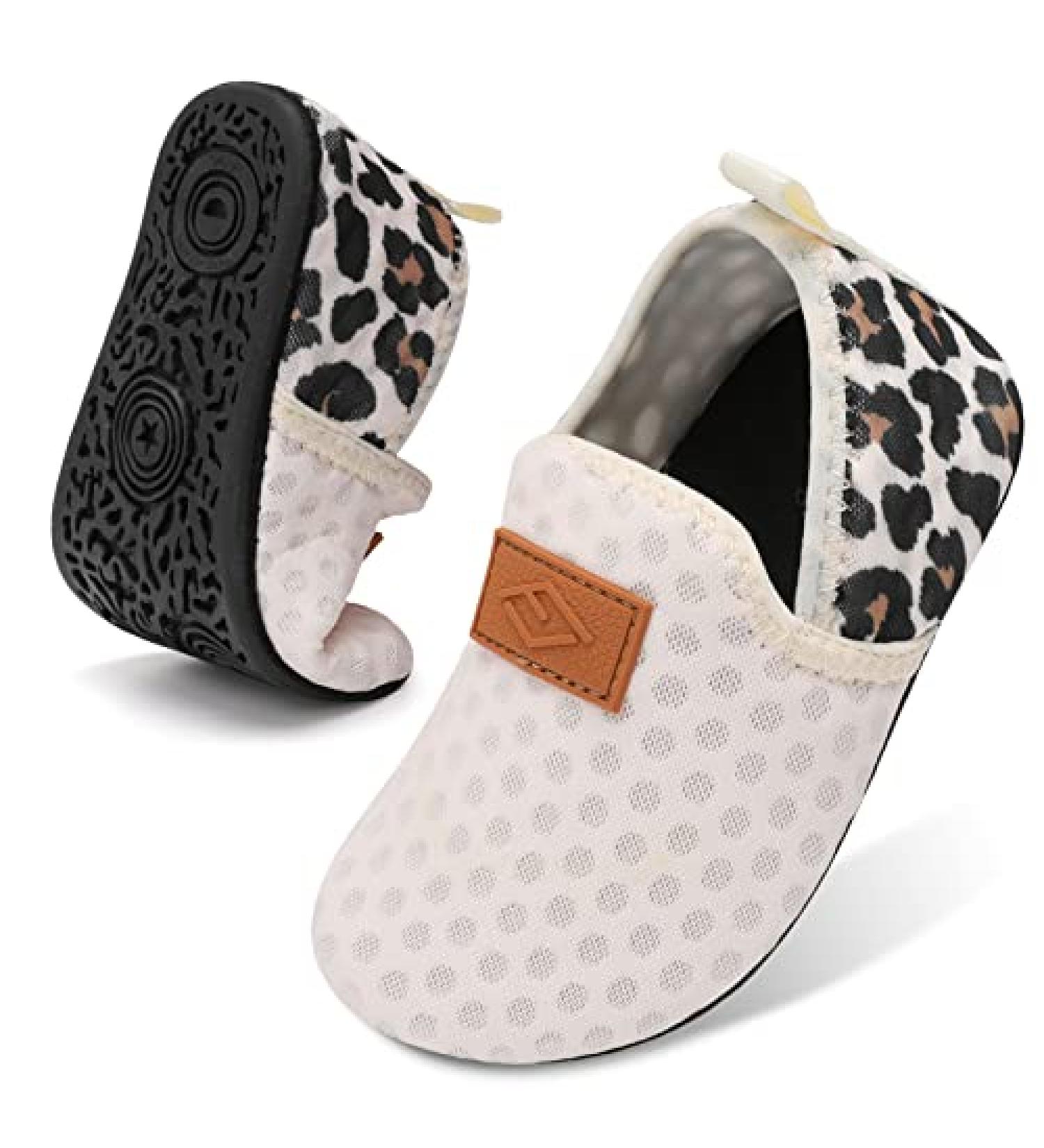 Lefflow Toddler Water Shoes - Quick Dry Beach Swim Socks - Non Slip House Slippers - Size 8.5-9 Toddler - Leopard Print - Buy Online on GoSupps.com