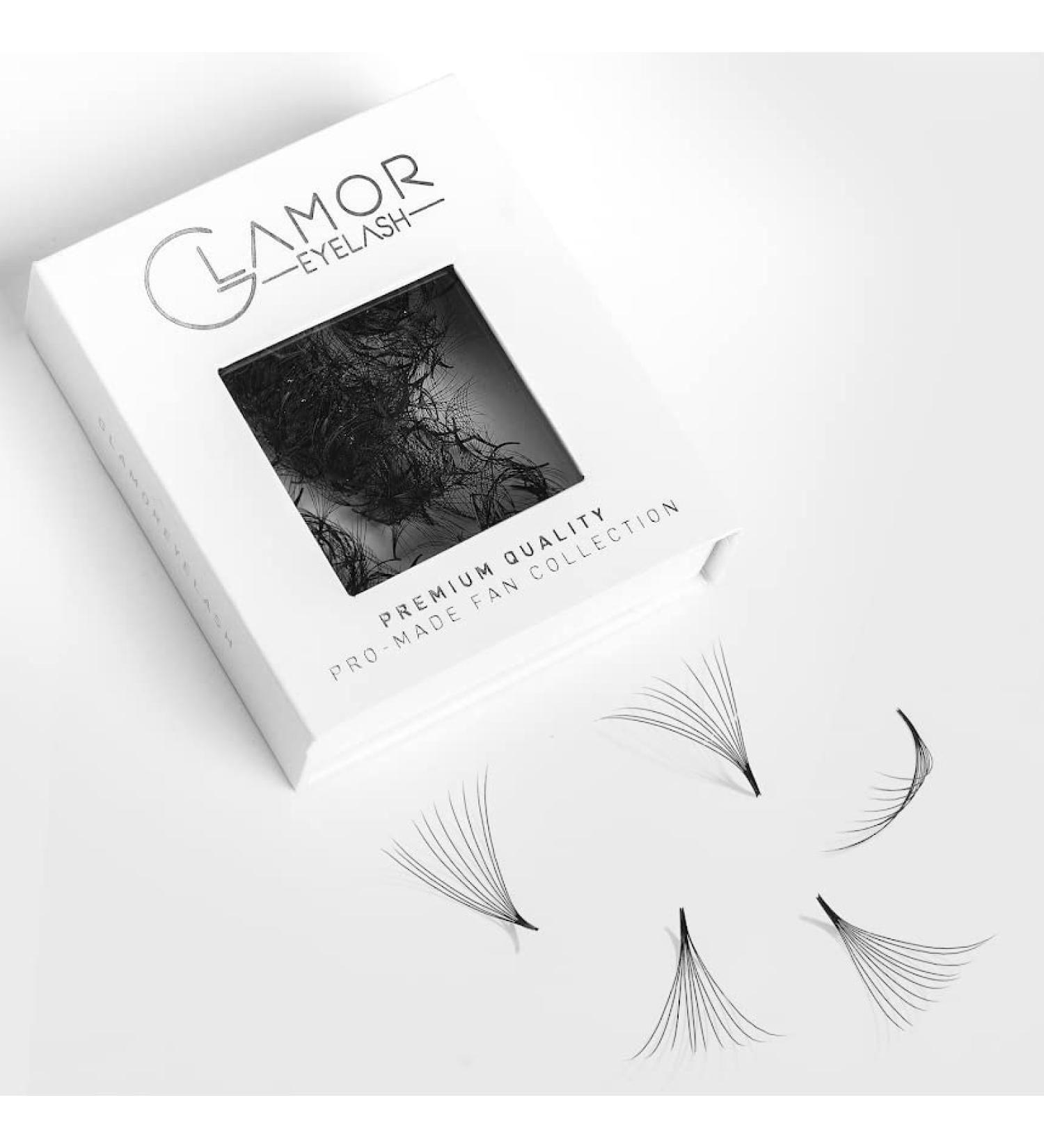 Glamoreyelash 500 Promade Fans Loose Paper Box | Natural 5D-8D-10D Eyelash Extension | Handmade Mink Lashes | C D Curl for Cat Eye | 8-16mm Length - Buy Online on GoSupps.com