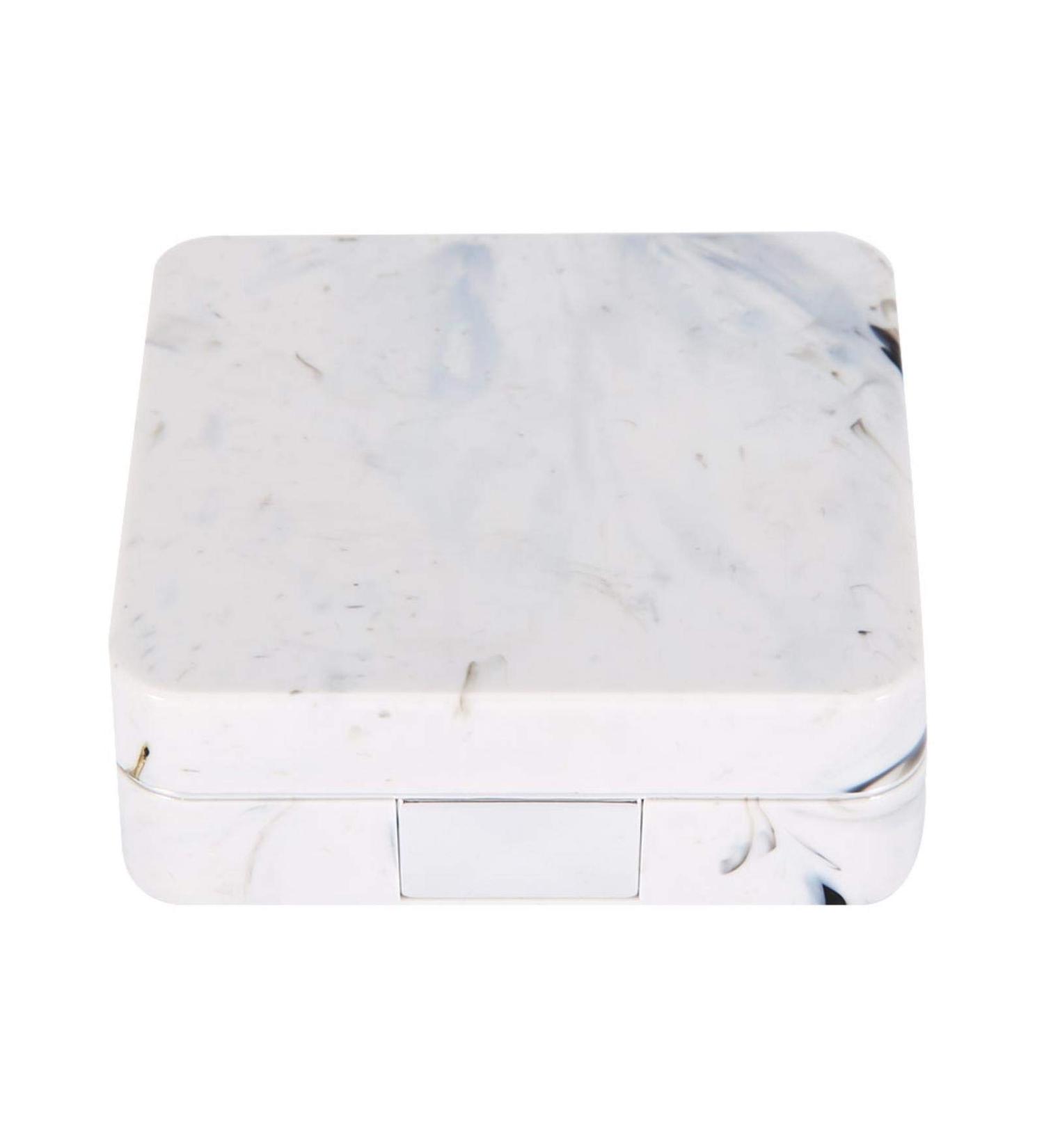 Square Marble Contact Lens Case Portable Cosmetic Box & Travel Set for Daily Outdoor Use (Silver) - Buy Online on GoSupps.com