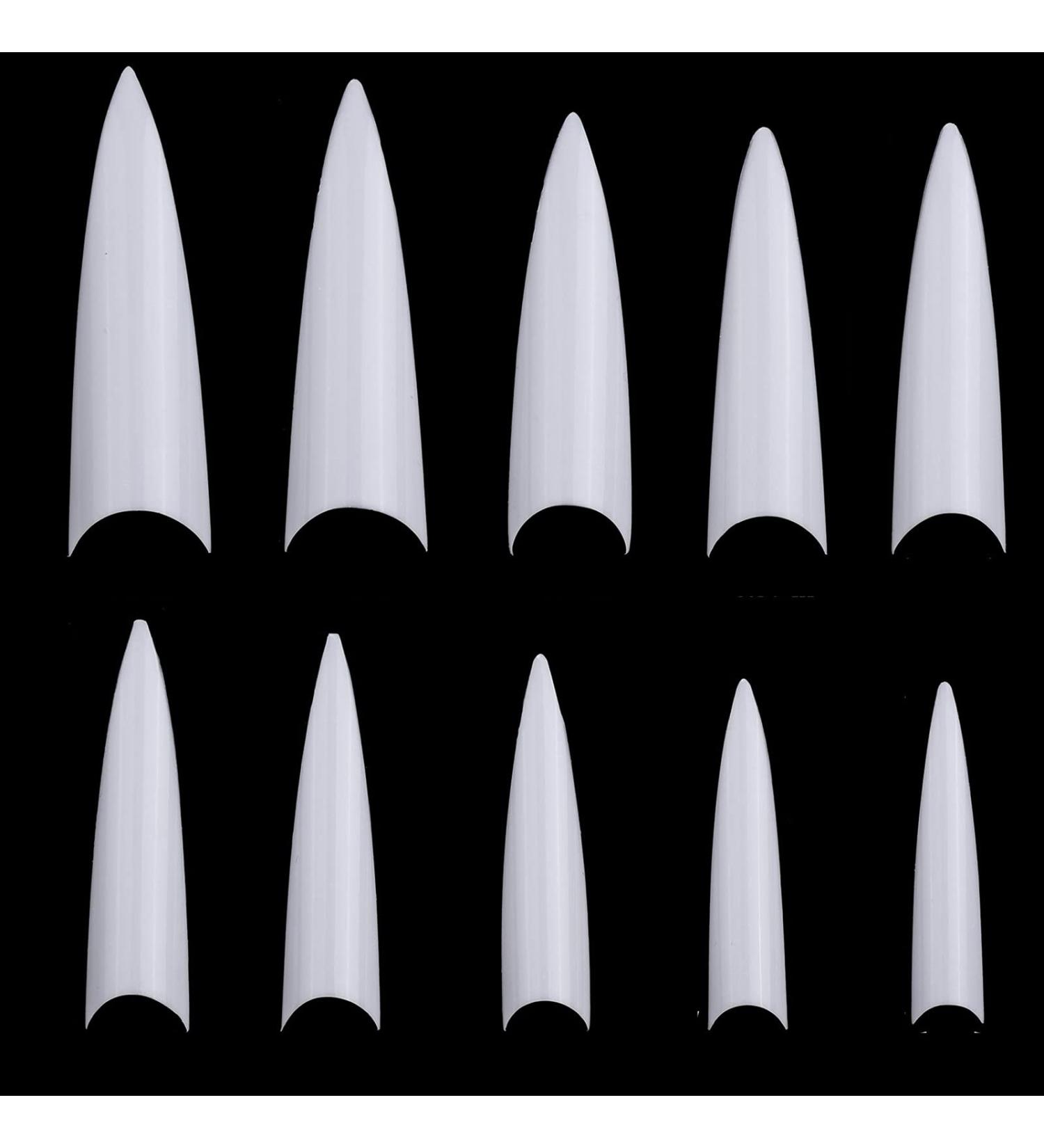600Pcs Stiletto Nail Tips for Acrylic, False & Dip Powder Nails - Long Natural Cover for Poly Extensions - Buy Online on GoSupps.com