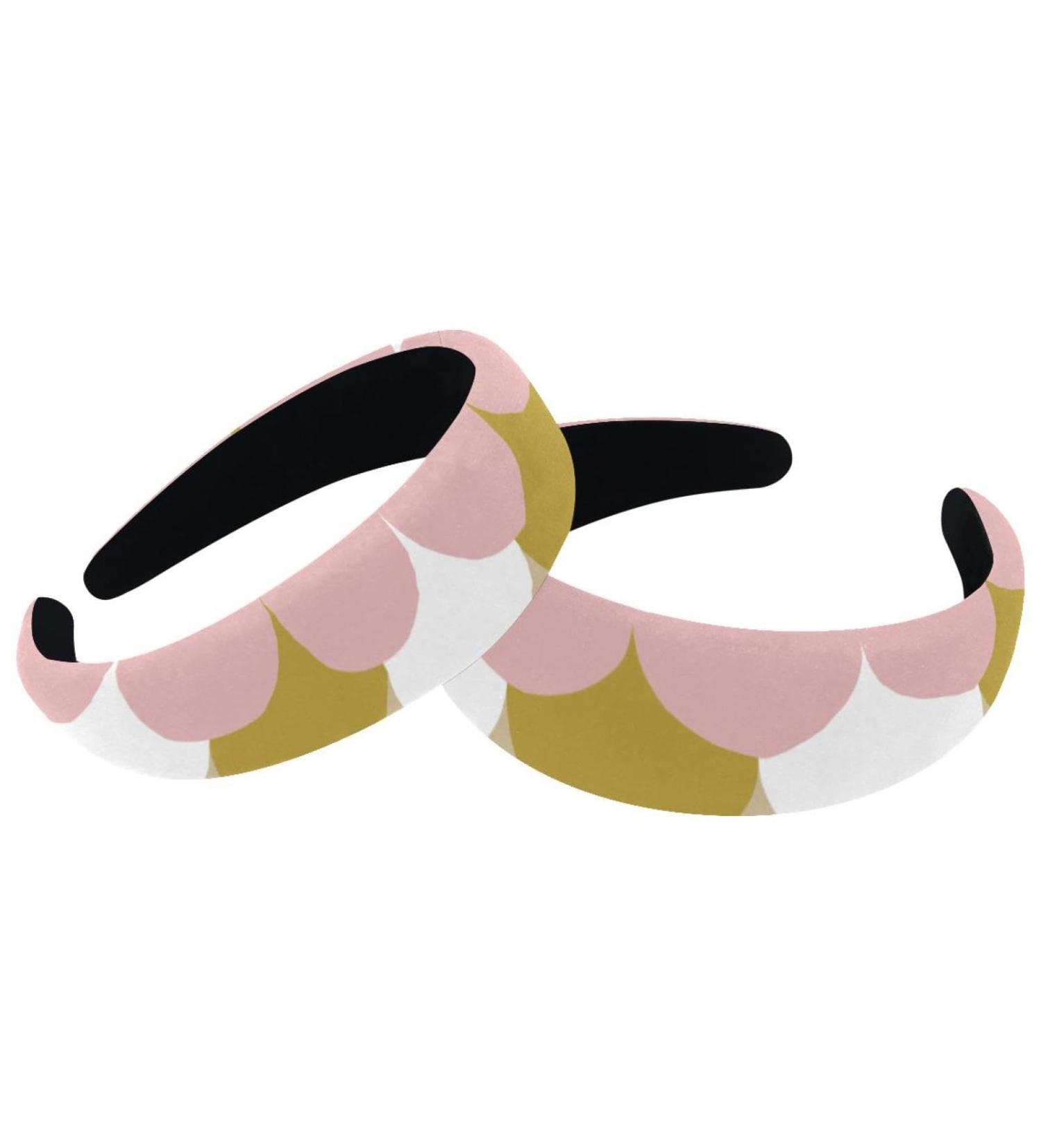 Headbands Women Hair Head Bands 2 Pieces Wide Top Turban Velvet Hair Bands Elastic Headband Rose Gold Mermaid Tail Pattern Fashion Head Wrap 2 Size Multi-colored 4 - Buy Online on GoSupps.com