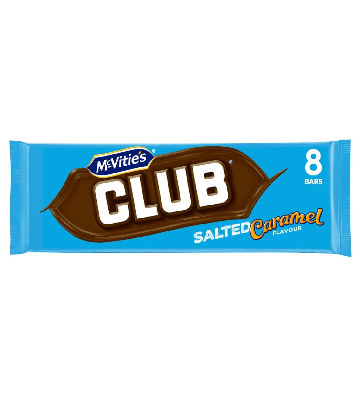 McVitie's Club Salted Caramel Flavor Bars, 8 x 22g (176g), Pack of 8