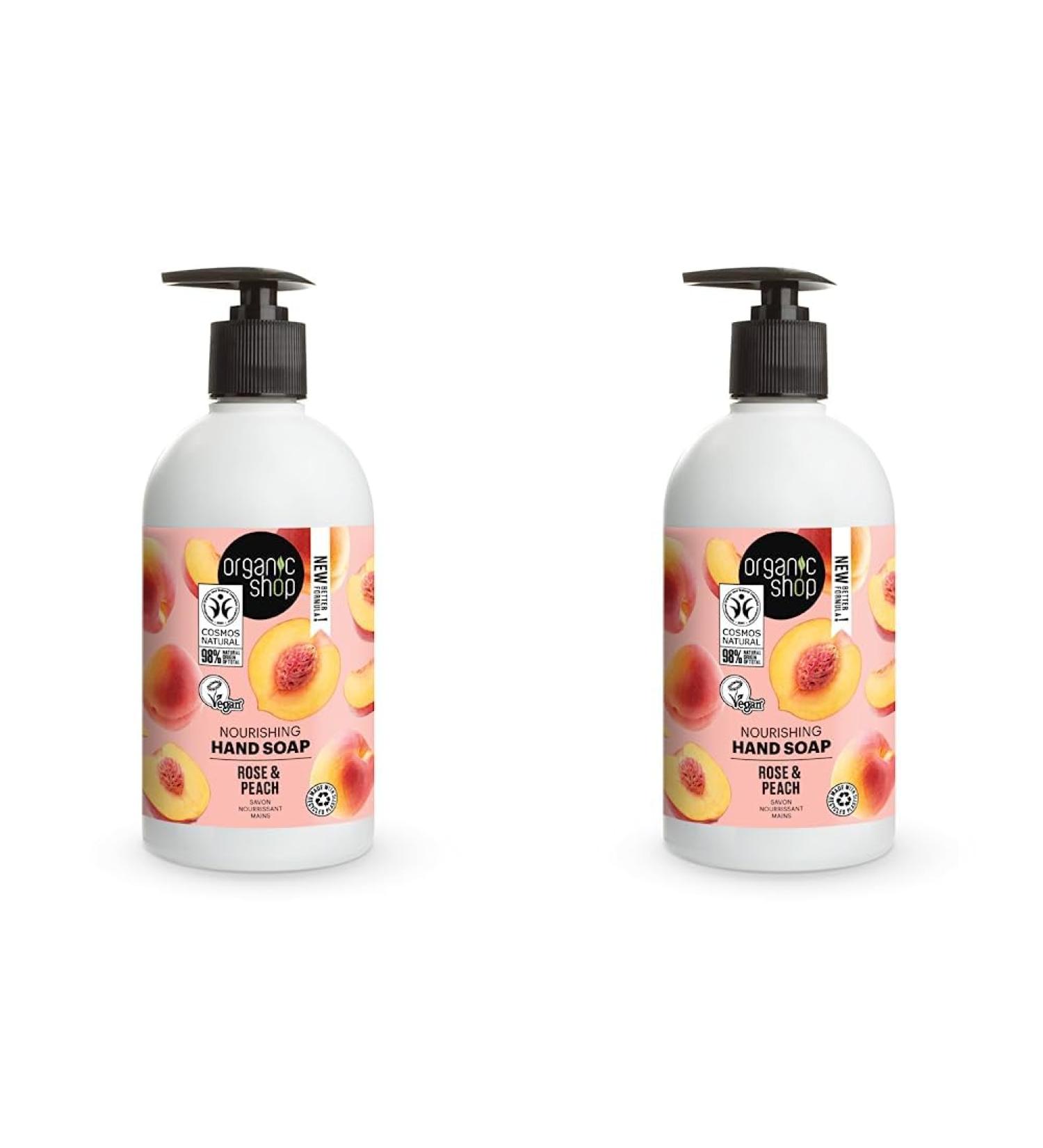 Organic Shop Nourishing Hand Soap Rose and Peach 500ml (Pack of 2) 500 ml (Pack of 2) - Buy Online on GoSupps.com
