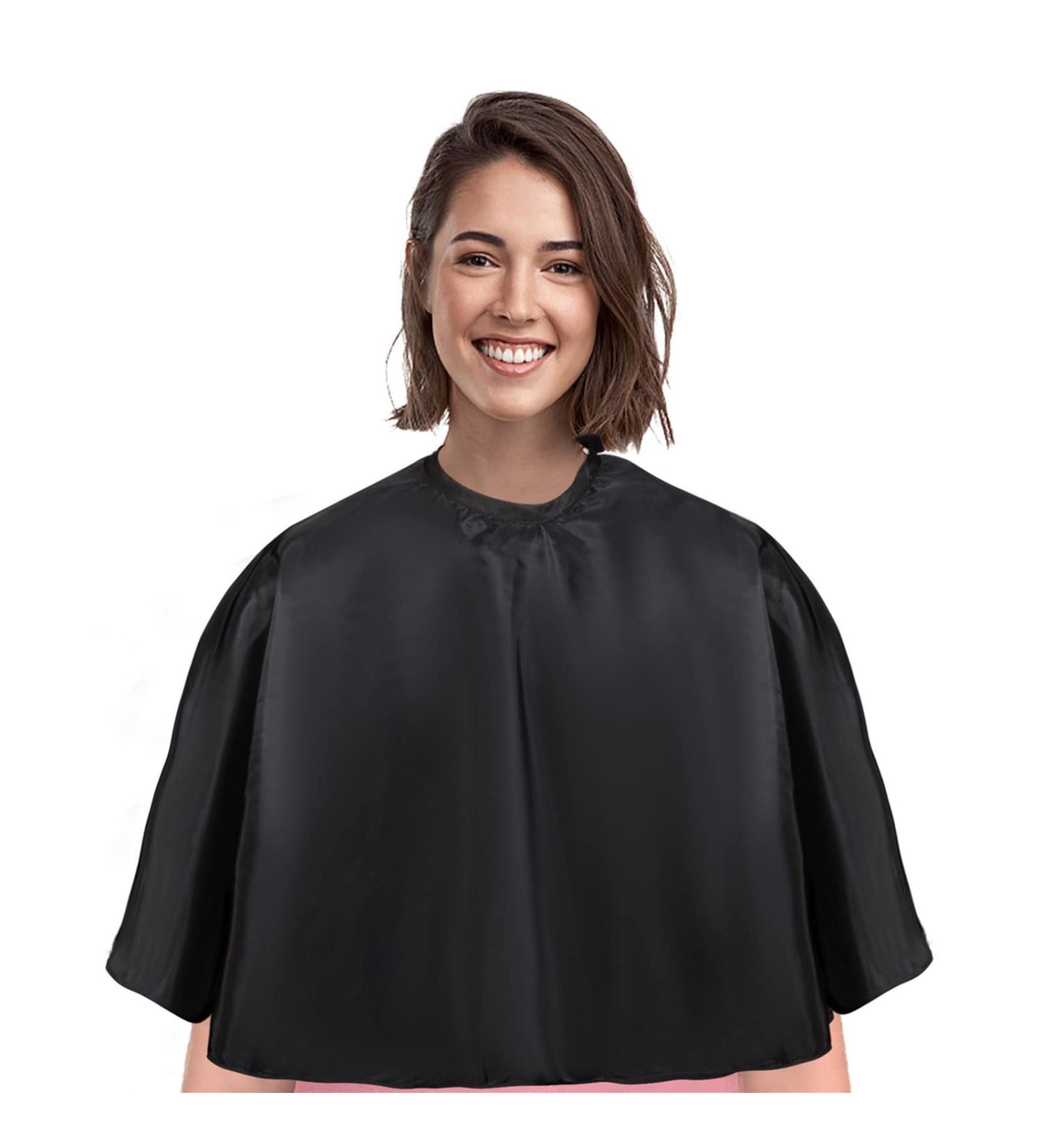 YELEGAI Short Barber Cape - Waterproof Nylon Salon Hair Cutting Cape for Hair Dye, Styling, and Shampoo - Black - Buy Online on GoSupps.com