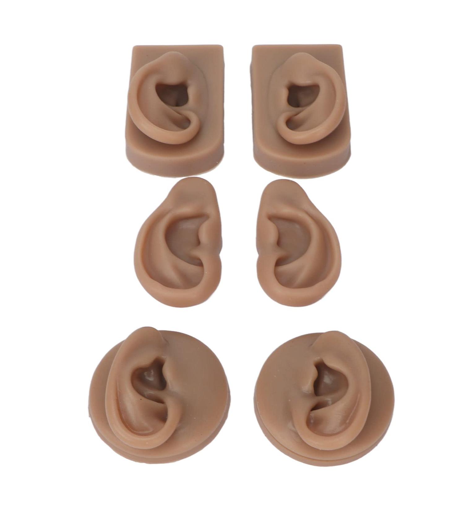 Silicone Human Ear Model 3 Pairs with Elastic Bands for Acupuncture Training - Deep Skin Tone - Buy Online on GoSupps.com
