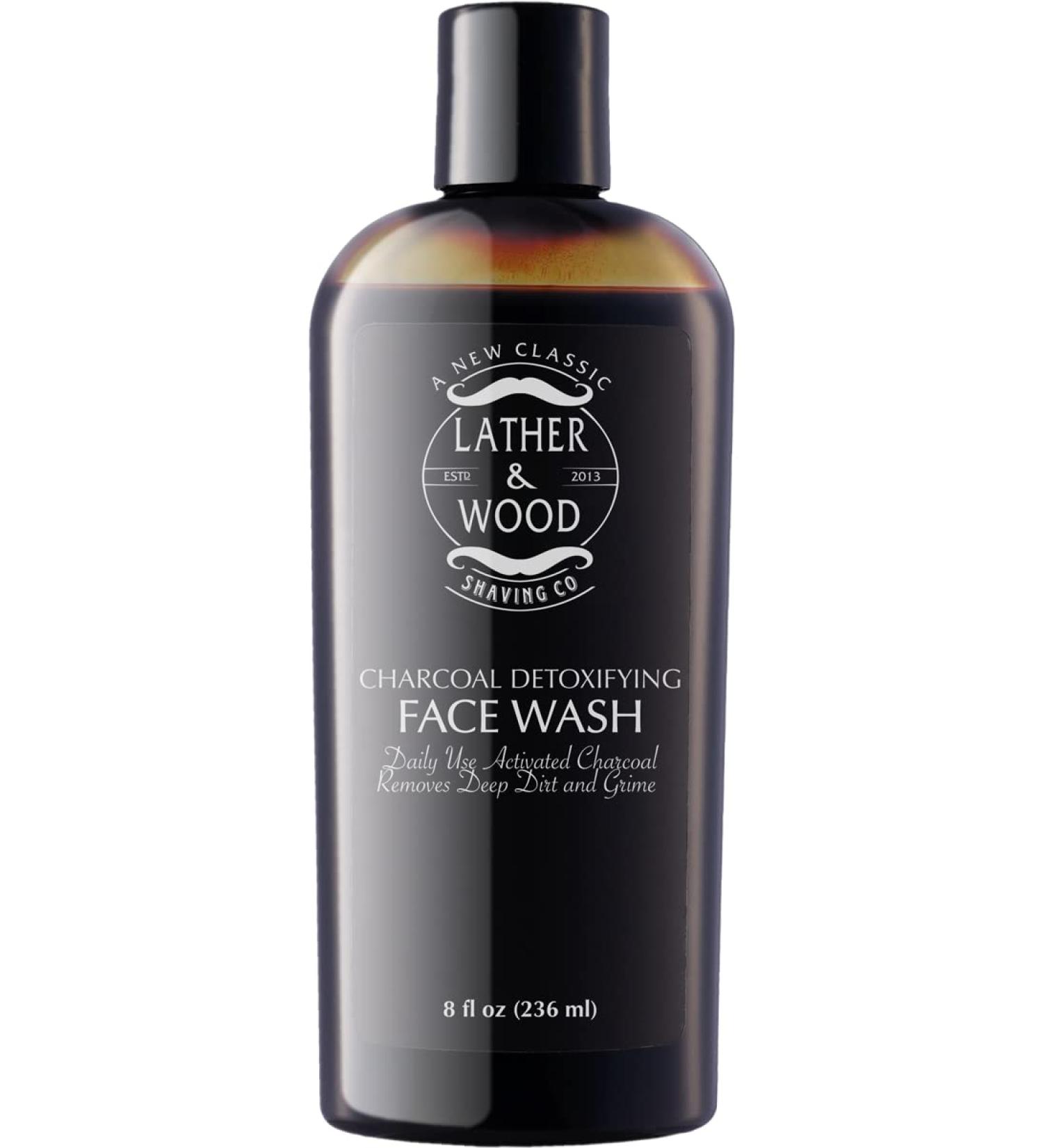 Buy Lather & Wood Activated Charcoal Face Wash for Men - 8 oz Daily Facial Cleanser - Refreshing & Gentle Cleansing - International Shipping Available - Buy Online on GoSupps.com