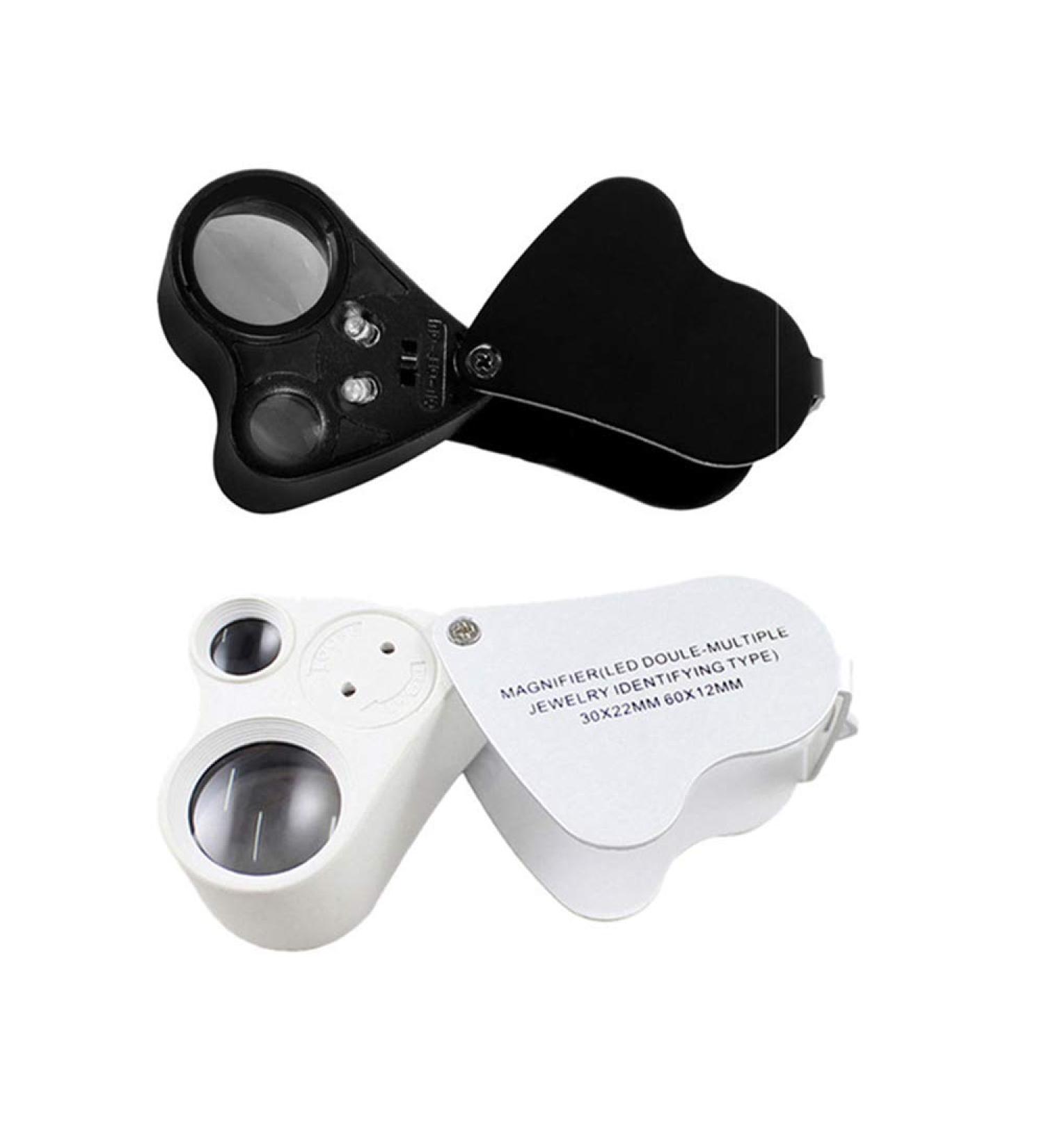 Gift2U Jewelers Eye Loupe 2 Lens 30X 60X Black White Illuminated Jewelry Magnifier with Bright LED Lights for Gems Jewelry 2 Pieces - Buy Online on GoSupps.com