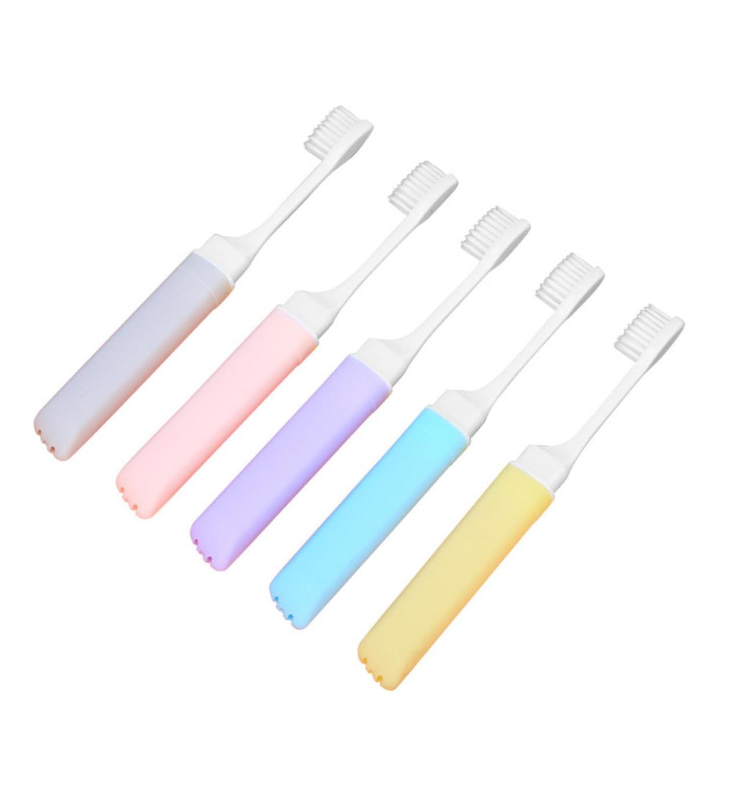 Partykindom 5-Piece Foldable Toothbrush Set - Portable Camping & Travel Toothbrushes for Hotels & Trips - Durable Plastic Design - Buy Online on GoSupps.com