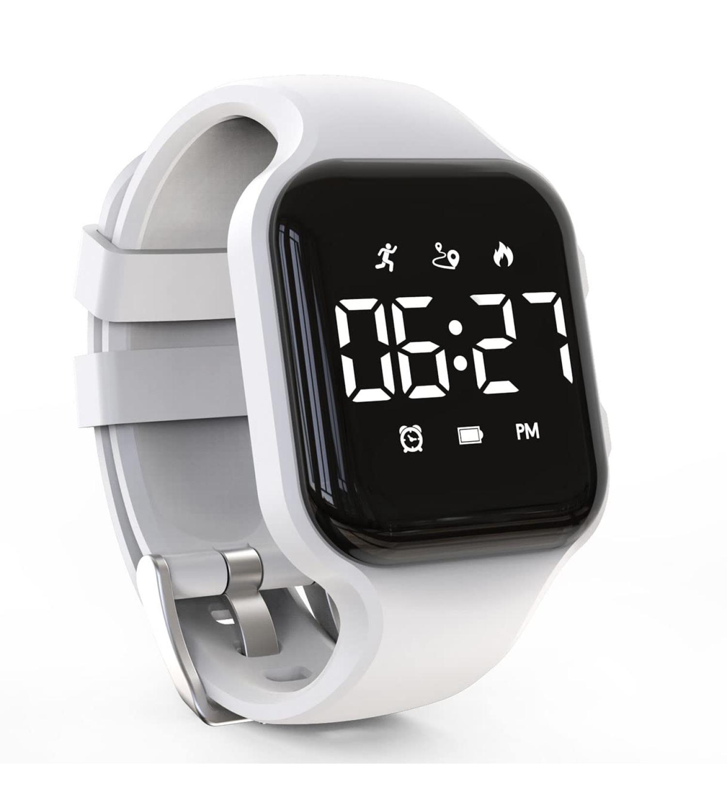LED Kids Multifunction Steps Counting Watch - Digital Non-Bluetooth Pedometer Stopwatch Alarm Clock for Women Children White - Buy Online on GoSupps.com