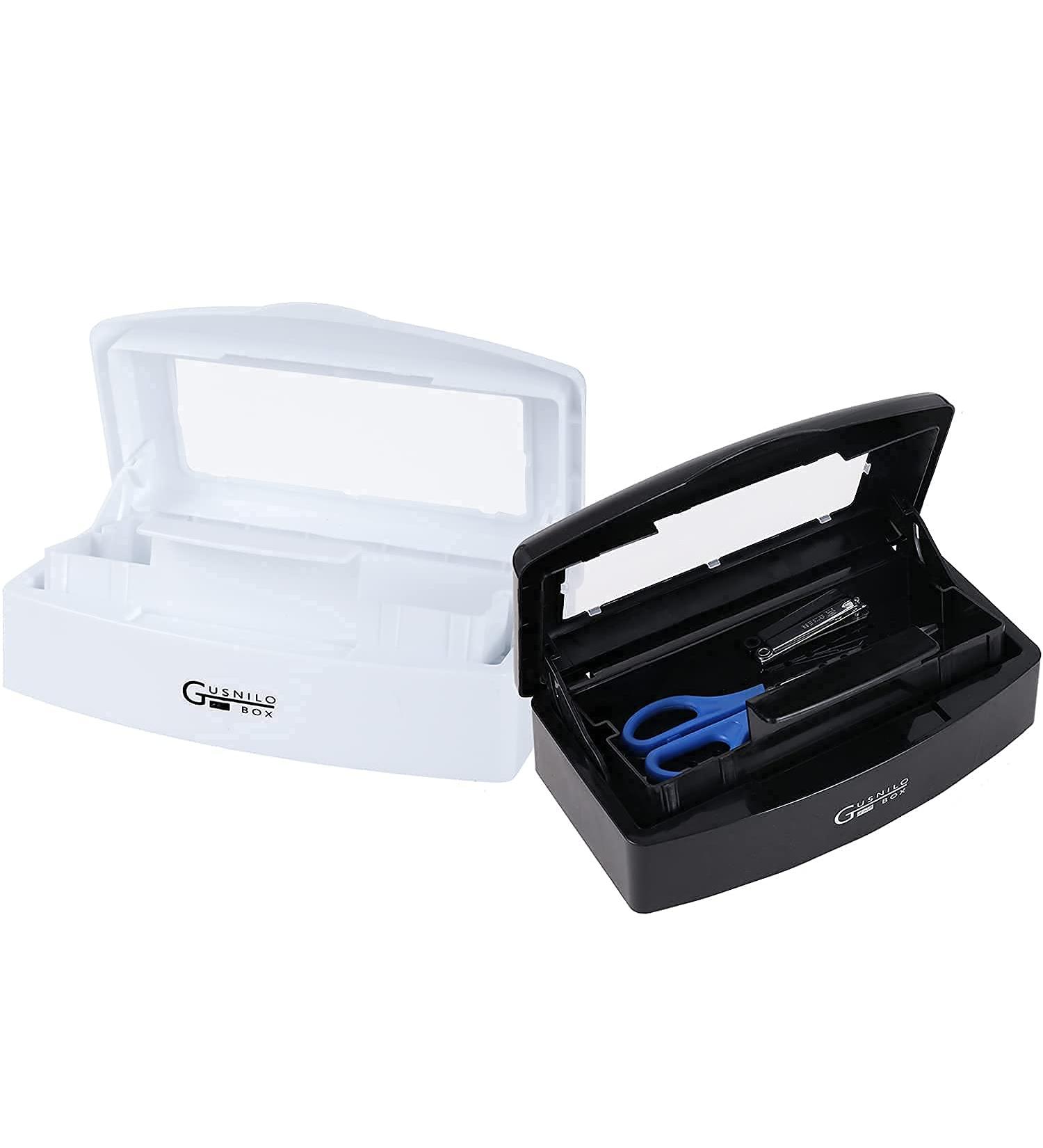 Gusnilo Clear Lid Plastic Storage Box for Nail, Hair Salon & Spa Tools - Black & White - Buy Online on GoSupps.com