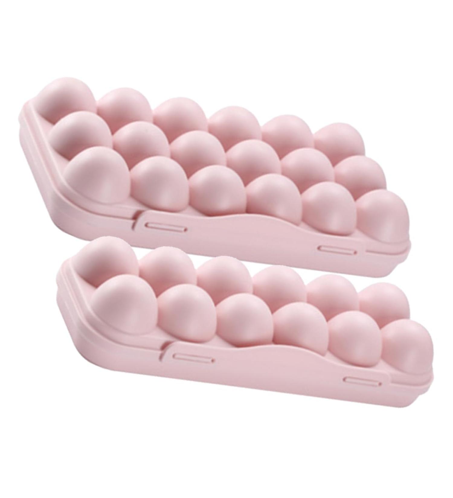 PRETYZOOM 2pcs Fridge Egg Organizer 18 Egg Holder for Refrigerator Dispenser Seasoning Superimposed re-usable Pink 30x15cm - Buy Online on GoSupps.com