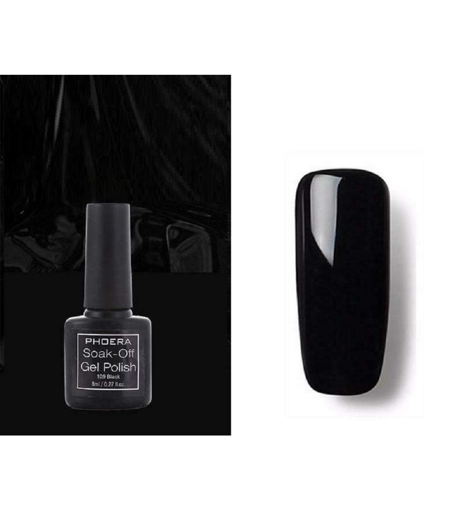 AQUAPURITY PHOERA UV Gel Nail Polish Soak off Gellish Base Coat Long Lasting Varnish Manicure Art Polishes Non Smudge Formula 8ML (NAIL 109 BLACK) - Buy Online on GoSupps.com