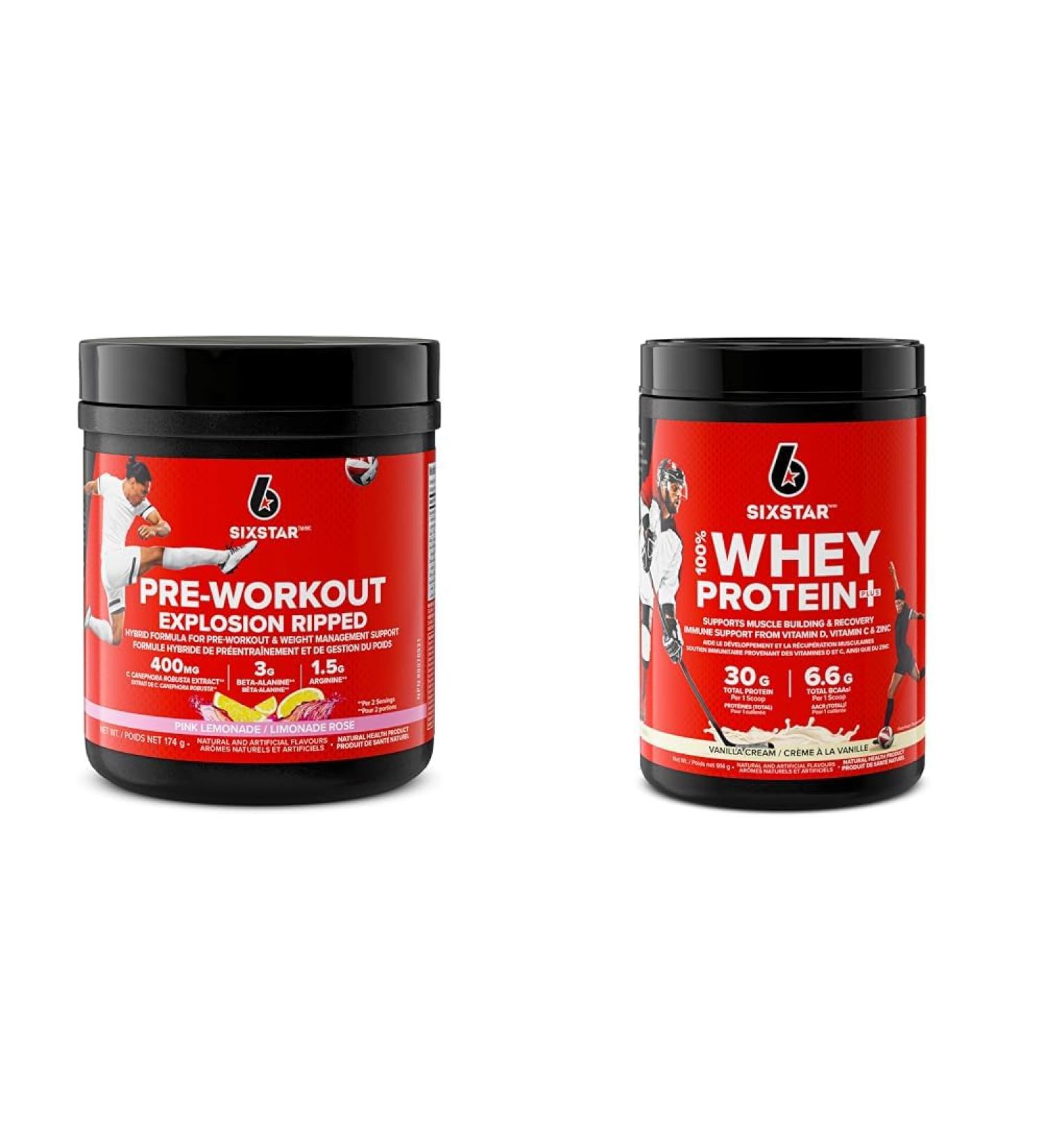 Pre Workout + Weight Loss Formula Six Star Preworkout Explosion Ripped Energy Powder & Whey Protein Powder Six Star 100% Whey Protein Plus Whey Protein Isolate & Peptides Lean Protein Powder - Buy Online on GoSupps.com
