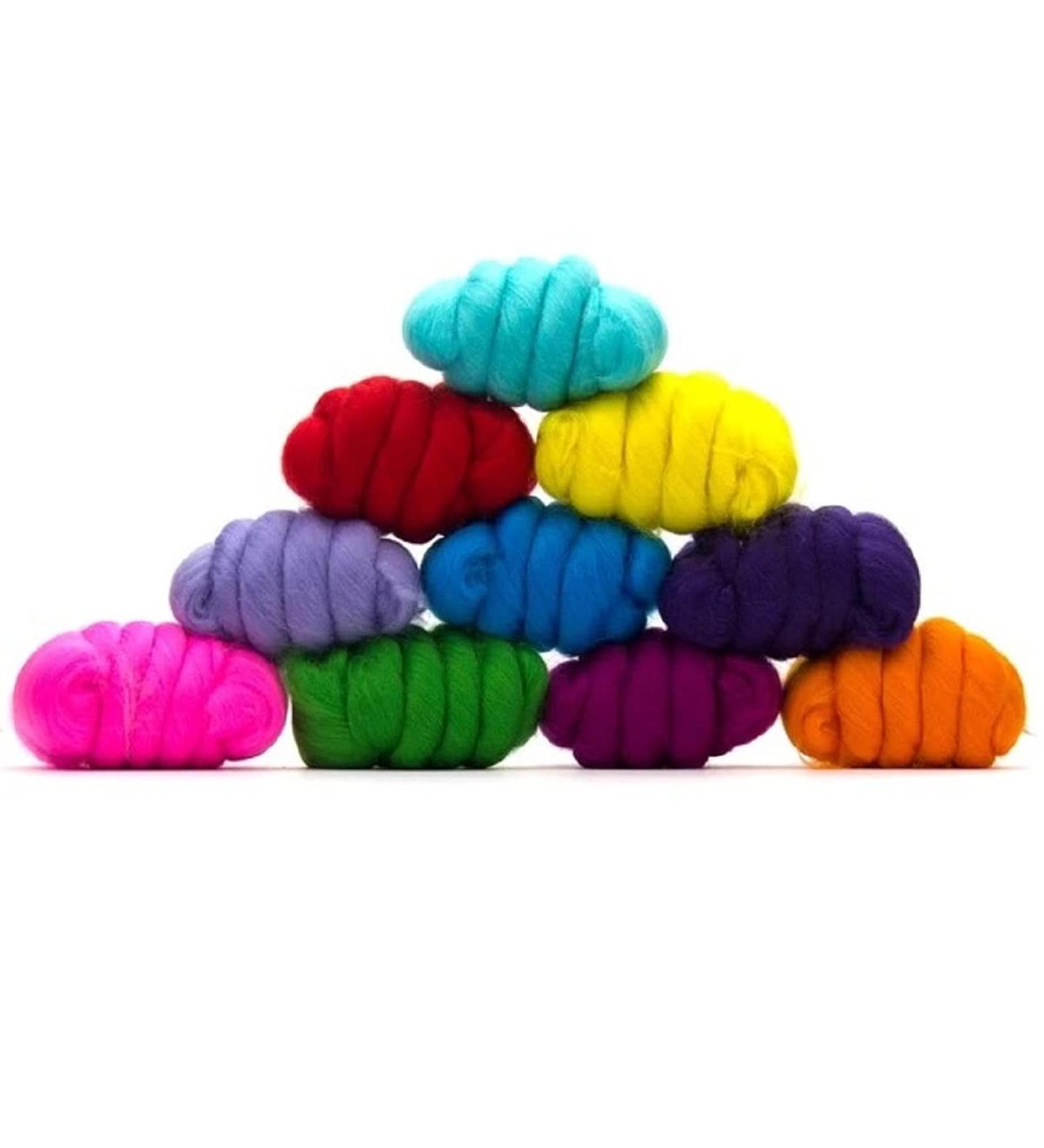 Revolution Fibers Mixed Merino Wool Variety Pack | Brights 250g | Ideal for Spinning, Felting, Weaving & Crafting - Buy Online on GoSupps.com