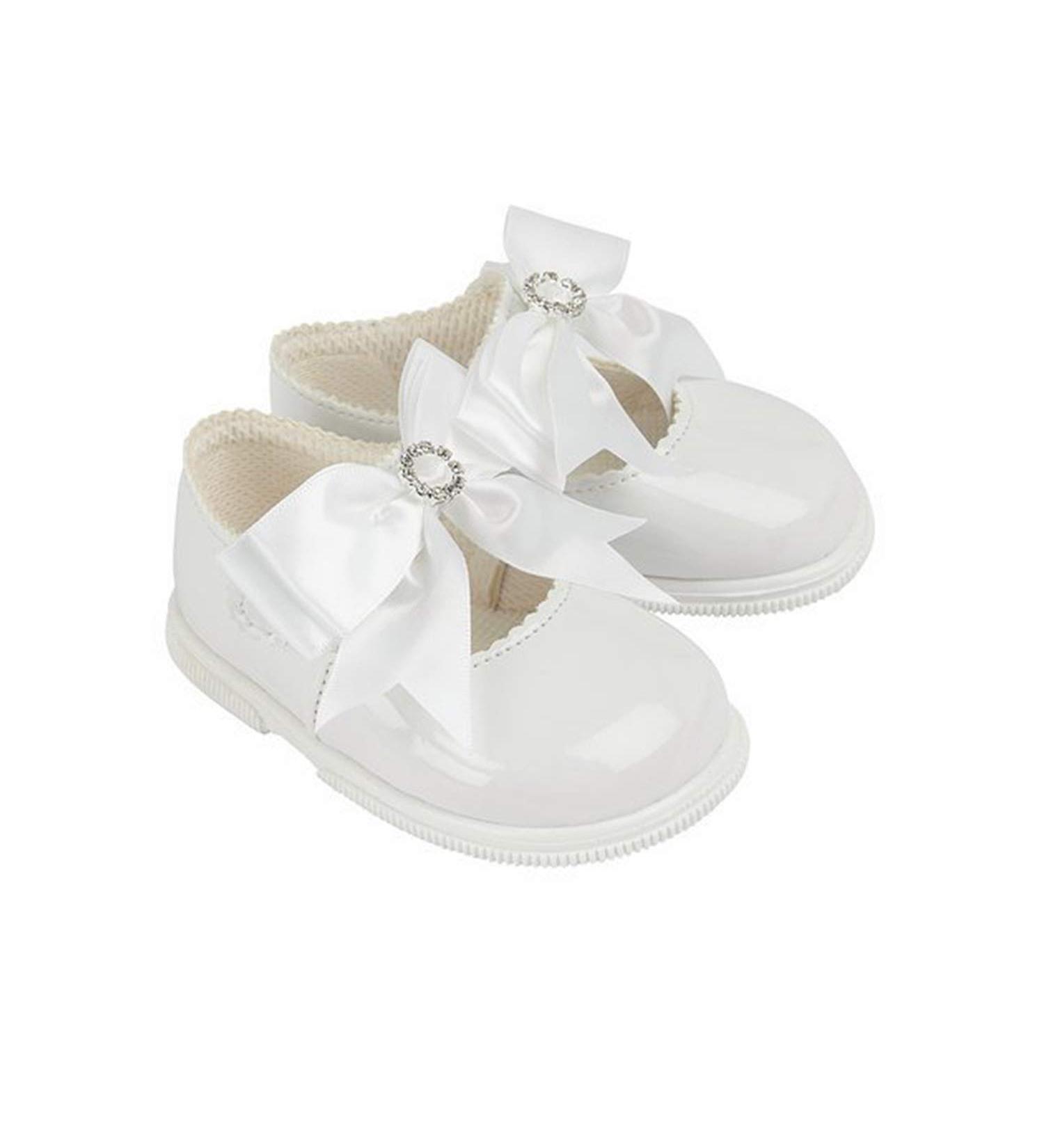 Early Days Baypods H035 First Walker Baby Shoes with Large Bow | Soft Faux Leather | Made in England | 4 UK Child | White Patent - Buy Online on GoSupps.com