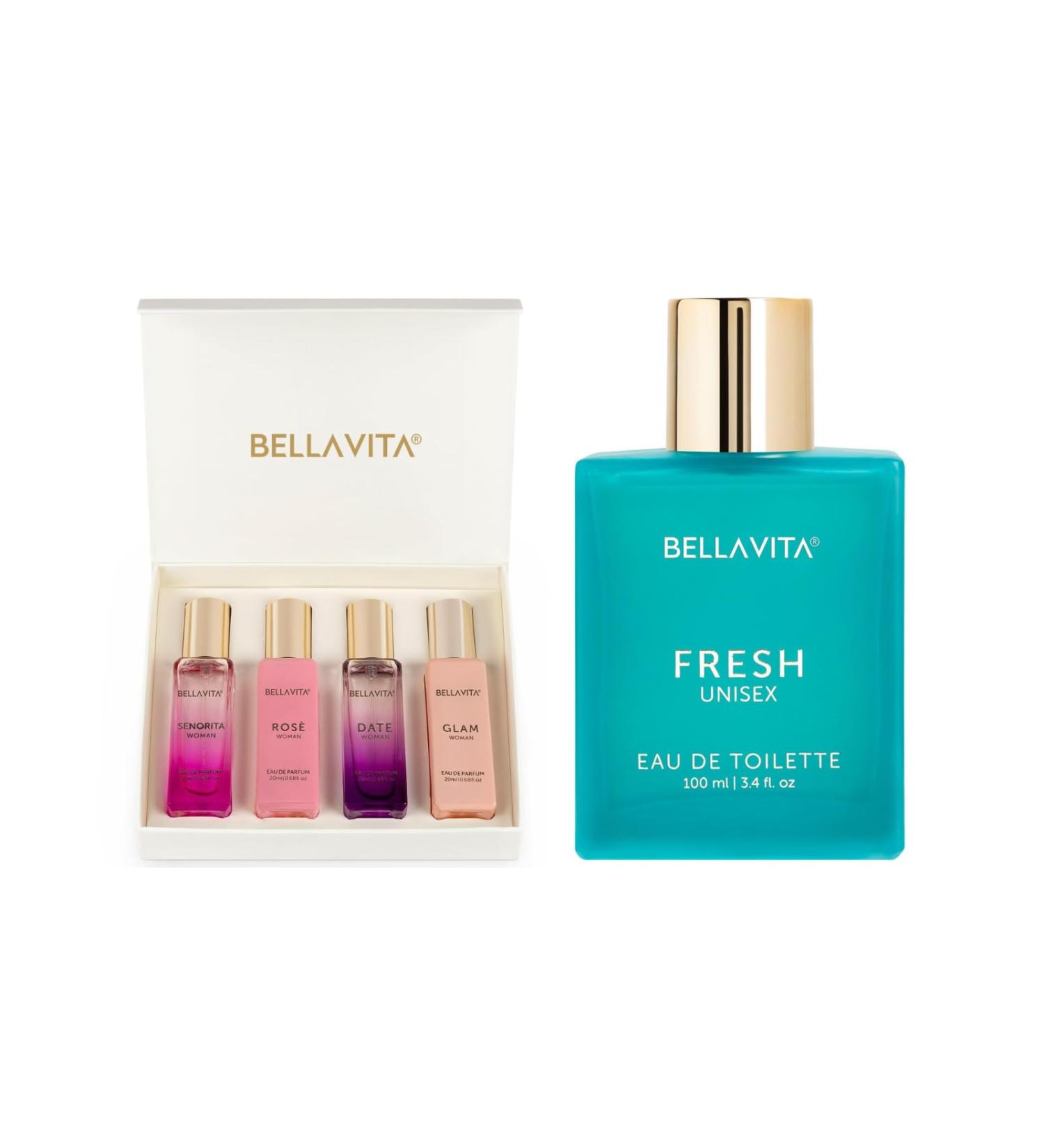 Women's Perfume Combo - Fresh & Women's Gift Set Perfume | Bergamot Lavender Vanilla Floral Sweet & Musk | Long Lasting | Vegan & Cruelty Free - (4 * 20 ML + 100 ML) - Buy Online on GoSupps.com