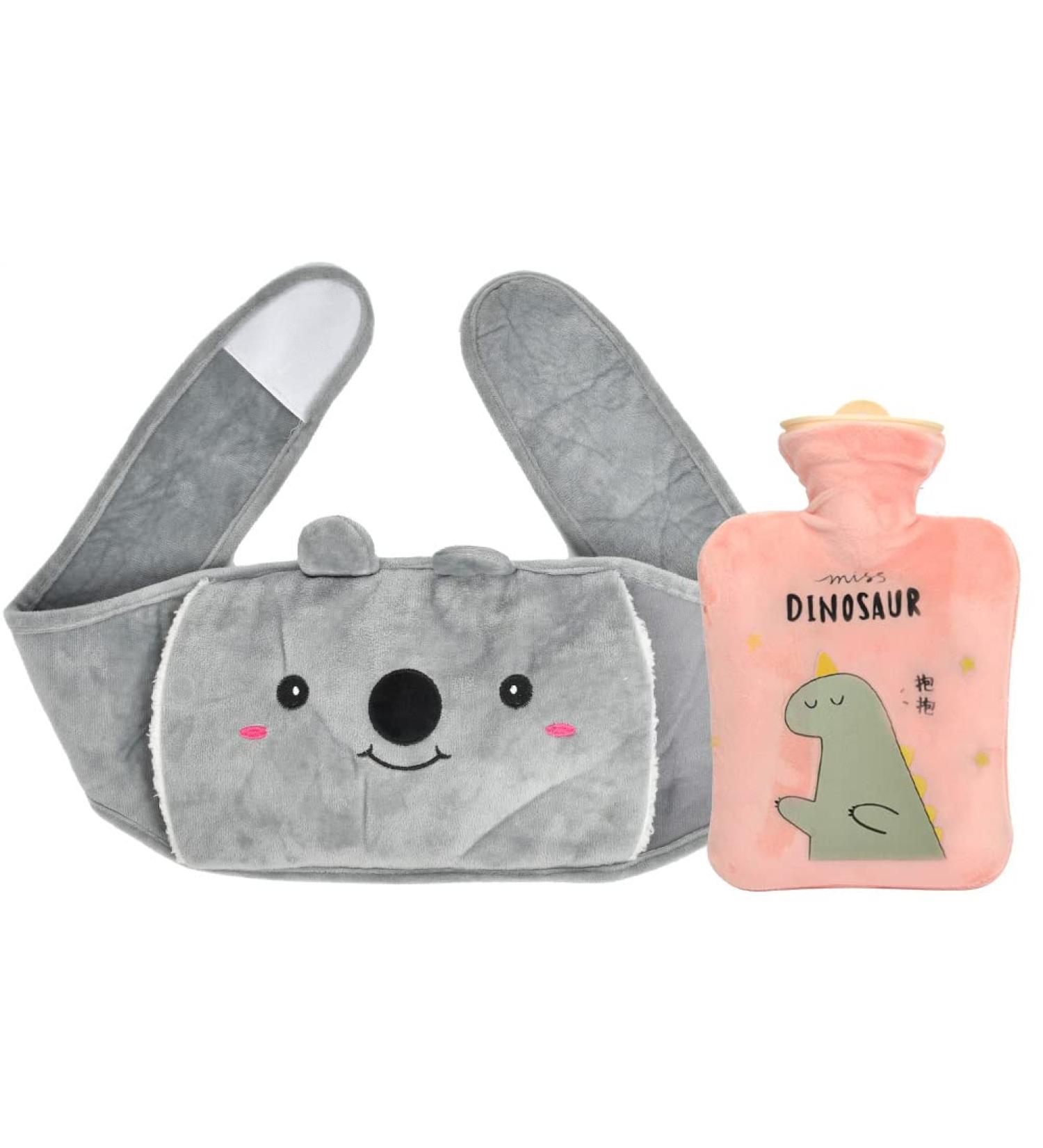 TimesetL Pink Heat Bottle with Soft Plush Cover - Hot Water Bag for Pain Relief | Rubber Hot Water Bottle for Belly Back & Legs - Buy Online on GoSupps.com