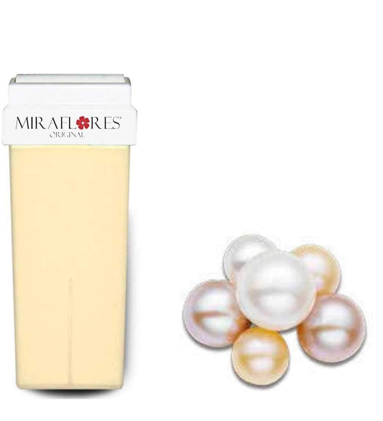  MIRAFLORES ORIGINAL Azulene Refill Wax Cartridge for Roll-On Roller for Hair Removal Liposoluble Hair Removal Wax for Ceretta - Miraflores Original Made in Italy - 100 ml 24 Pieces (Mother-of-Pearl) - Buy Online on GoSupps.com