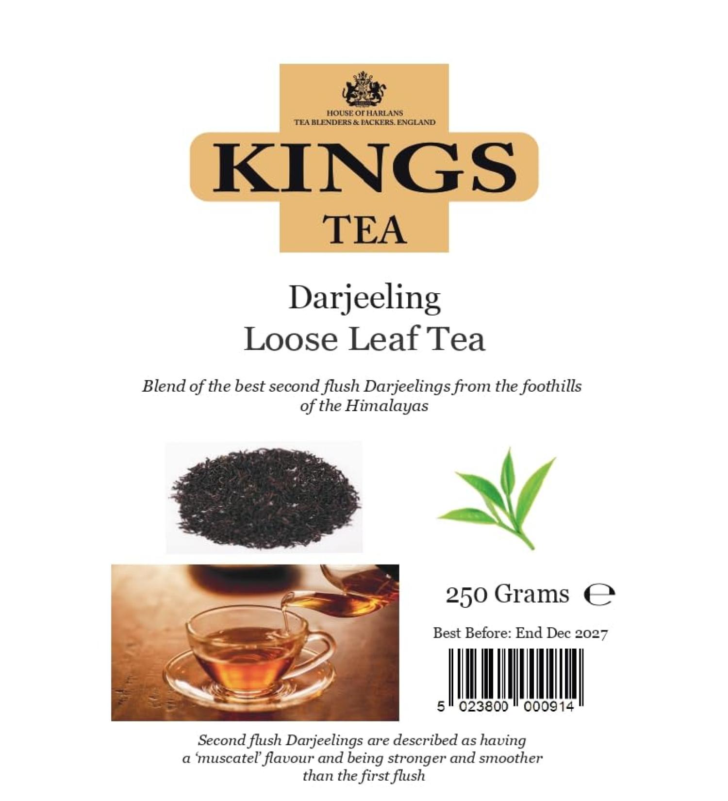 HARLANS LTD KINGS TEA DARJEELING LOOSE BLAD 250 Gram - Buy Online on GoSupps.com