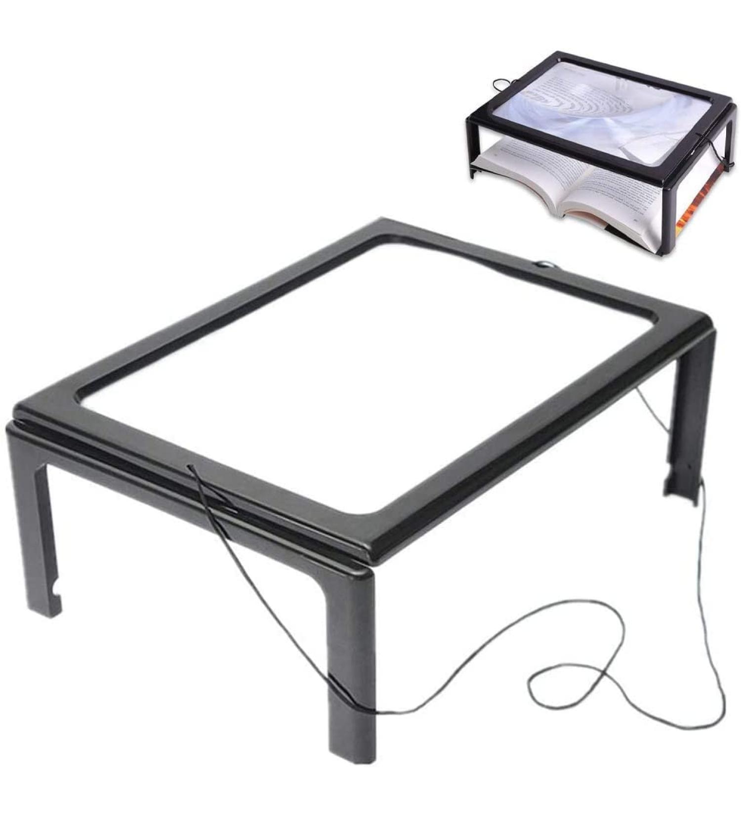 Magnifying Glass Desktop Full-Page 3X Magnifying Glass with 4 LED Lights Foldable Stand A4 Advanced Hands-Free 240 * 160 MM Lens Rectangular Visual Aids for Reading - Buy Online on GoSupps.com