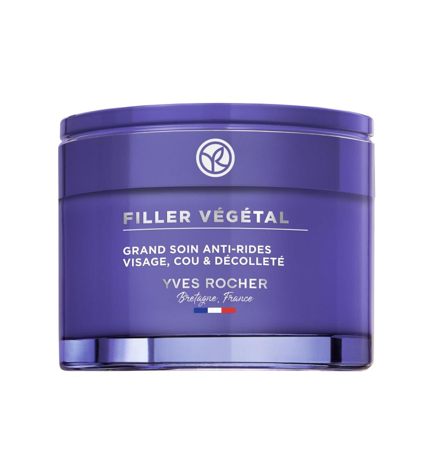 Yves Rocher Filler Vegetal - Plumping Firming and Tightening Face Neck and Neckline cream for Mature and Aging Skin Natural Hyaluronic Acid to improve Collagen production Improves the appearance of sagging skin and Wrinkles- Face Neck D collet Jar 75ml - Buy Online on GoSupps.com