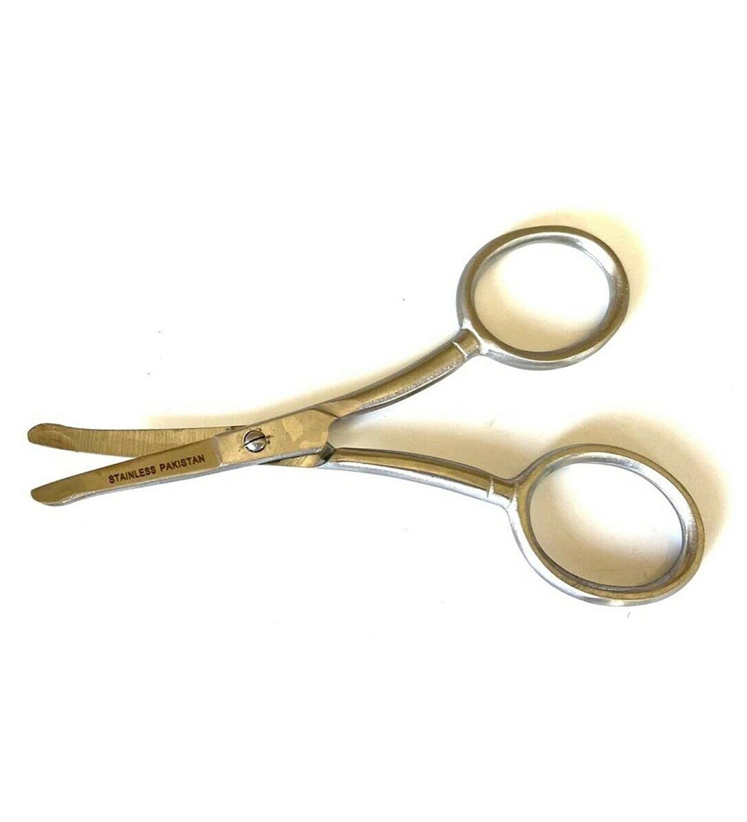 Nose Hair Scissors For Men & Women | Small Scissors For Eyebrows Nose and Ear Hair Beard and Mustache Trimming | Size 4.5 | Round Tip