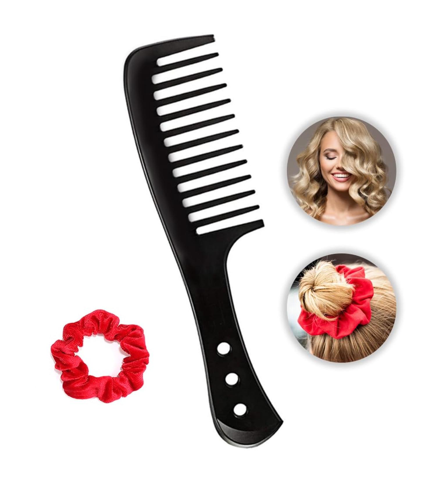 Detangling Wide Tooth Comb + Premium Velvet Scrunchie Detangler for Wavy Hair - Buy Online on GoSupps.com