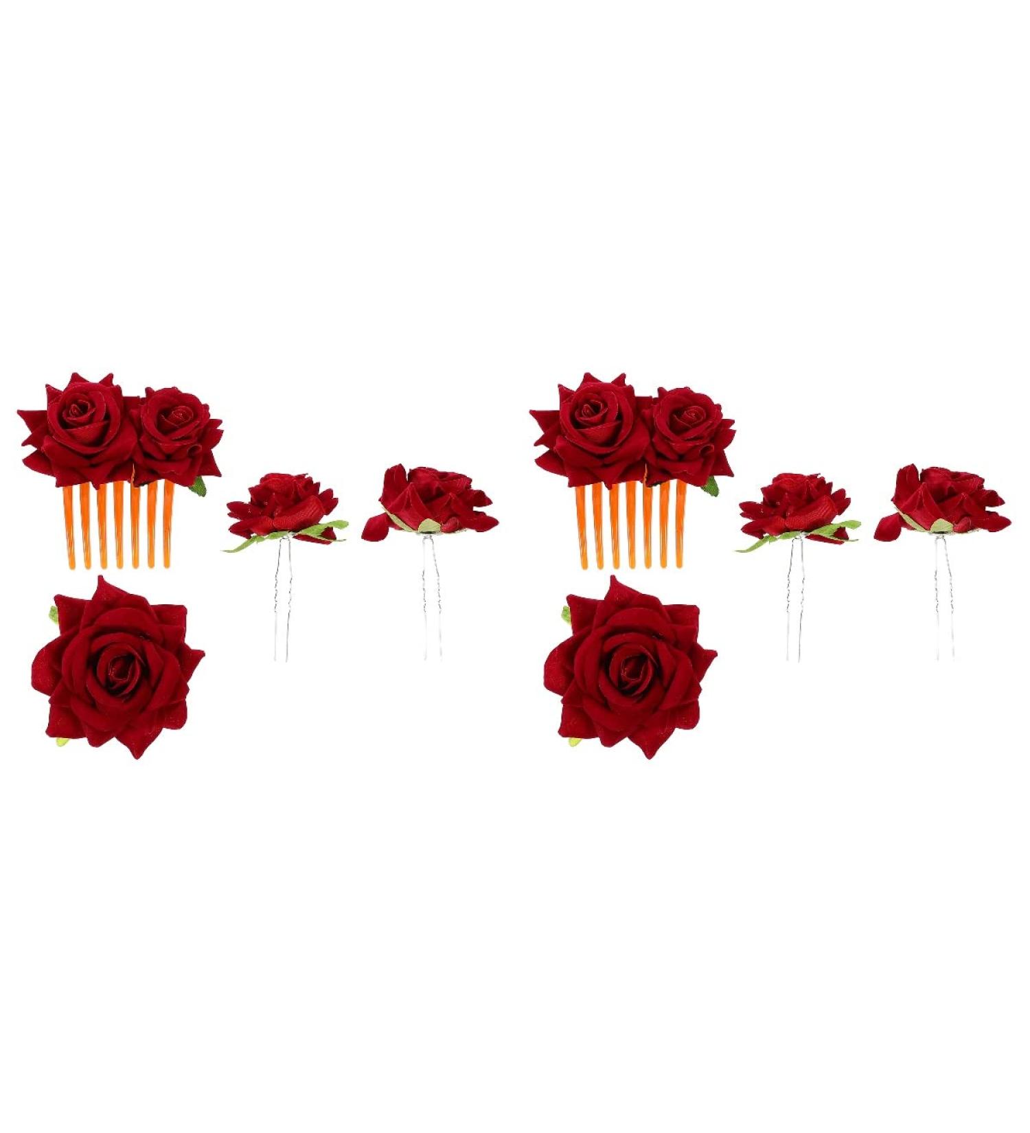 LALAFINA 2 Sets Artificial Rose Hair Clip Flower Hair Clips for Women Hair Comb Clip Floral Hair Clip Wedding Decorations for Ceremony Hair Gems for Women Pin Iron Bride Girl Red - Buy Online on GoSupps.com