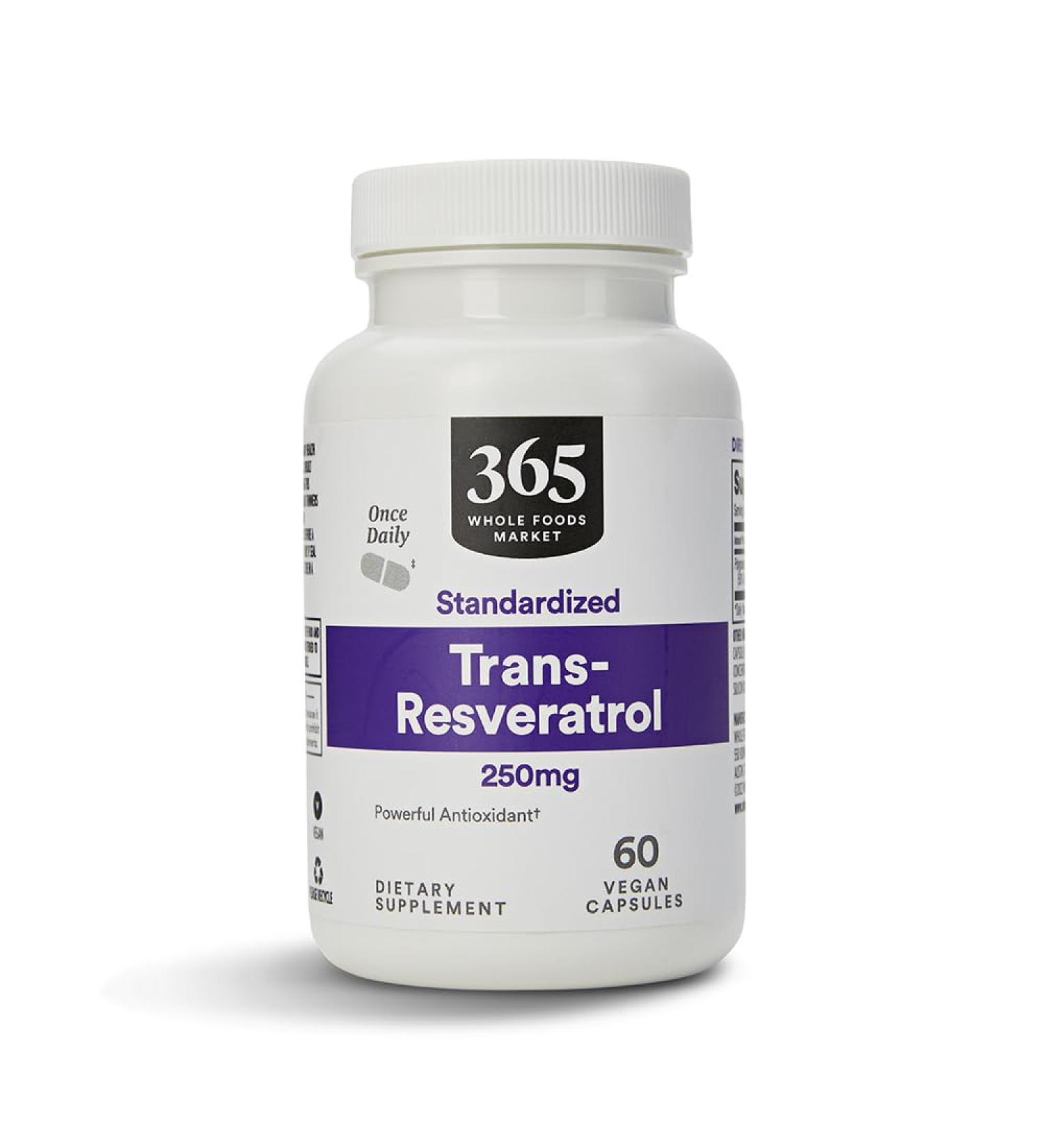365 by Whole Foods Market Transresveratrol 250Mg 60 Vegg Capsules Unflavored 60 Count (Pack of 1) - Buy Online on GoSupps.com