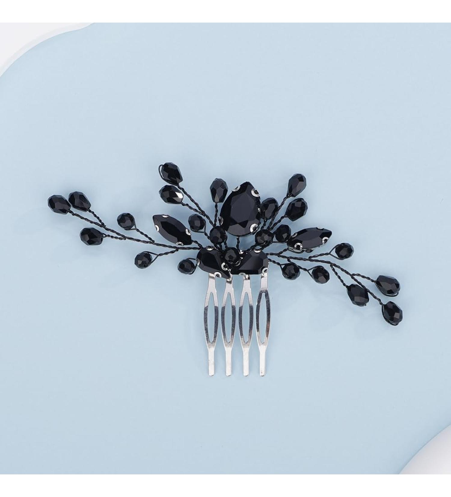 Kercisbeauty Black Crystal Small Hair Comb Side Headpiece for Women Girls Special Occasion Hair Styling Jewelry - Buy Online on GoSupps.com