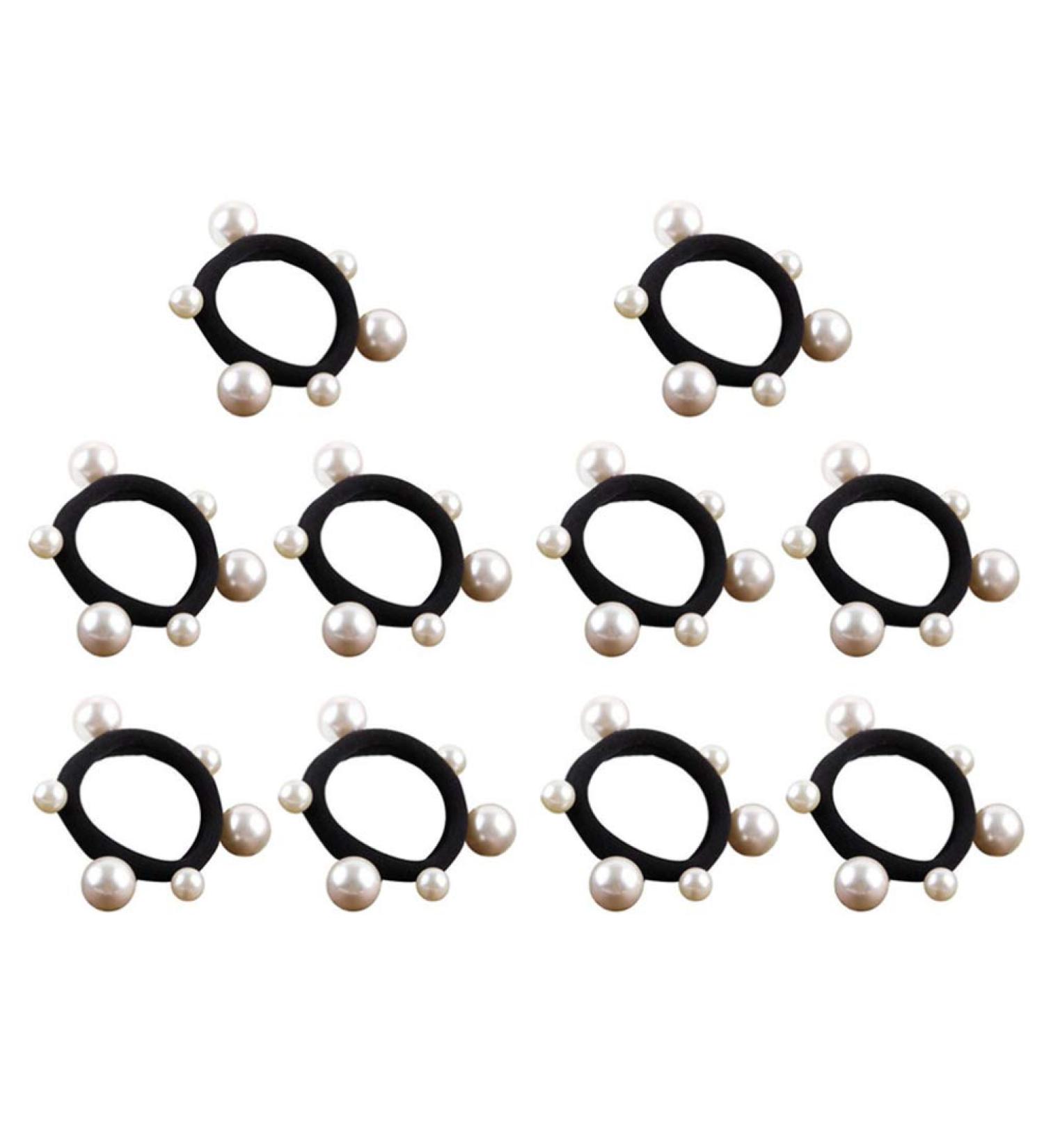 Solustre 10-Piece Pearl Hair Tie Set | Sweet Elastic Ponytail Holders for Women & Girls | Stylish Hair Accessories - Buy Online on GoSupps.com