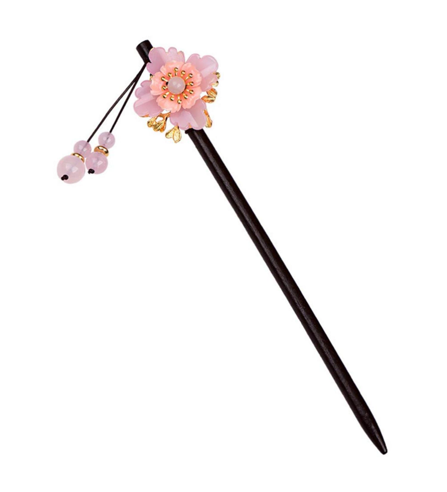 minkissy Imitation Flower Glass Hairpin Chinese Hair Chopsticks Vintage Hair Stick Asian Hair Sticks Hair Accessories Vintage Hair Clips Woman Wooden Pink Tang Suit Decorations - Buy Online on GoSupps.com