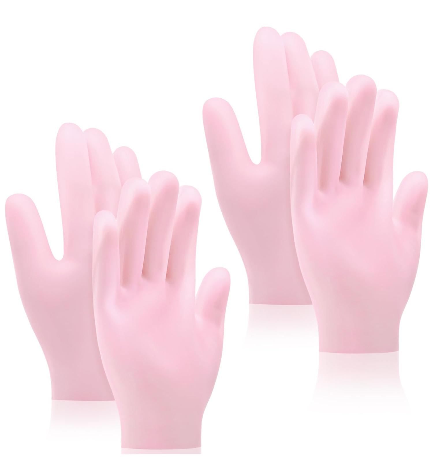 Sibba 2 Pairs Silicone Moisturizing Gloves Spa Gel Hydrating Gloves Women's Hand Care Gloves Anti Slip Aloe Lotion Gloves for Repairing Dry Hand Calluses Cracked Heels and Softening Rough Skin Pink - Buy Online on GoSupps.com