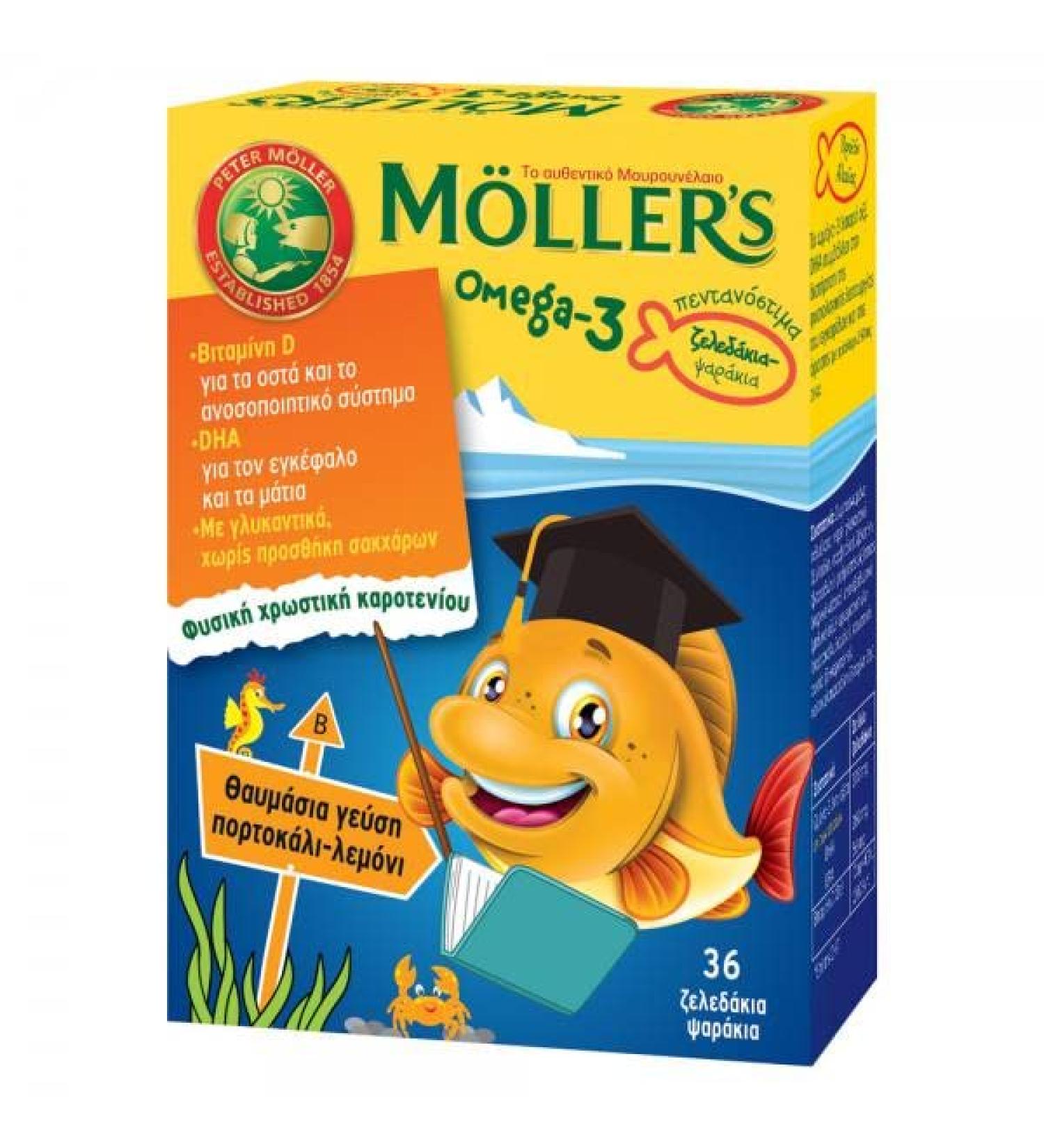 Moller's Omega-3 Jelly Fish Orange-Lemon Flavour 36 Jellies