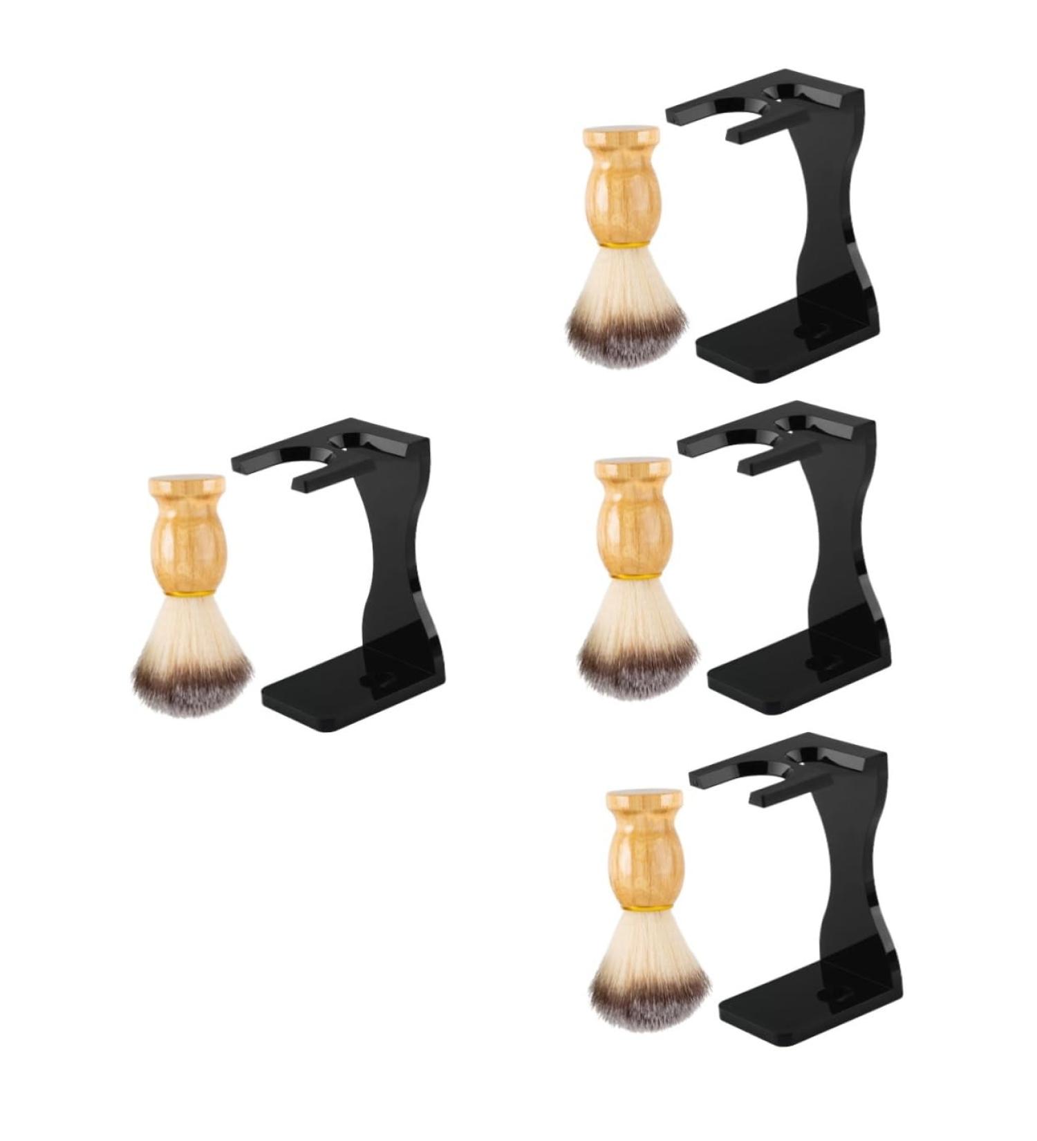 Frcolor 4-Piece Shaving Set - Salon Quality Razor Brush & Organizer | Vintage Wood Display for Men s Grooming - Buy Online on GoSupps.com