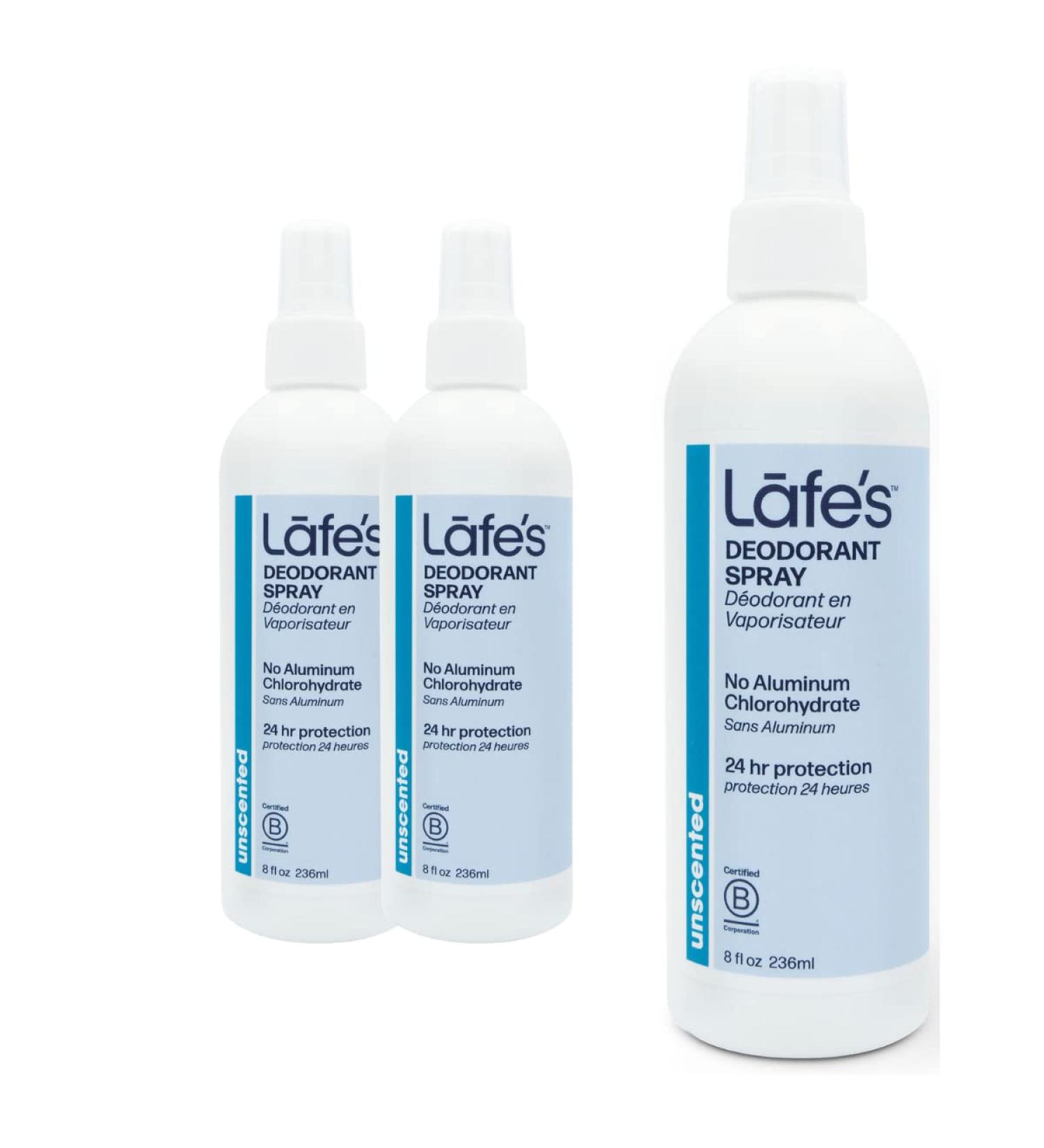Lafe's 8oz Aluminum-Free Natural Deodorant Spray | 3 Pack | 24-Hour Protection | Unscented | Paraben & Baking Soda Free - Buy Online on GoSupps.com