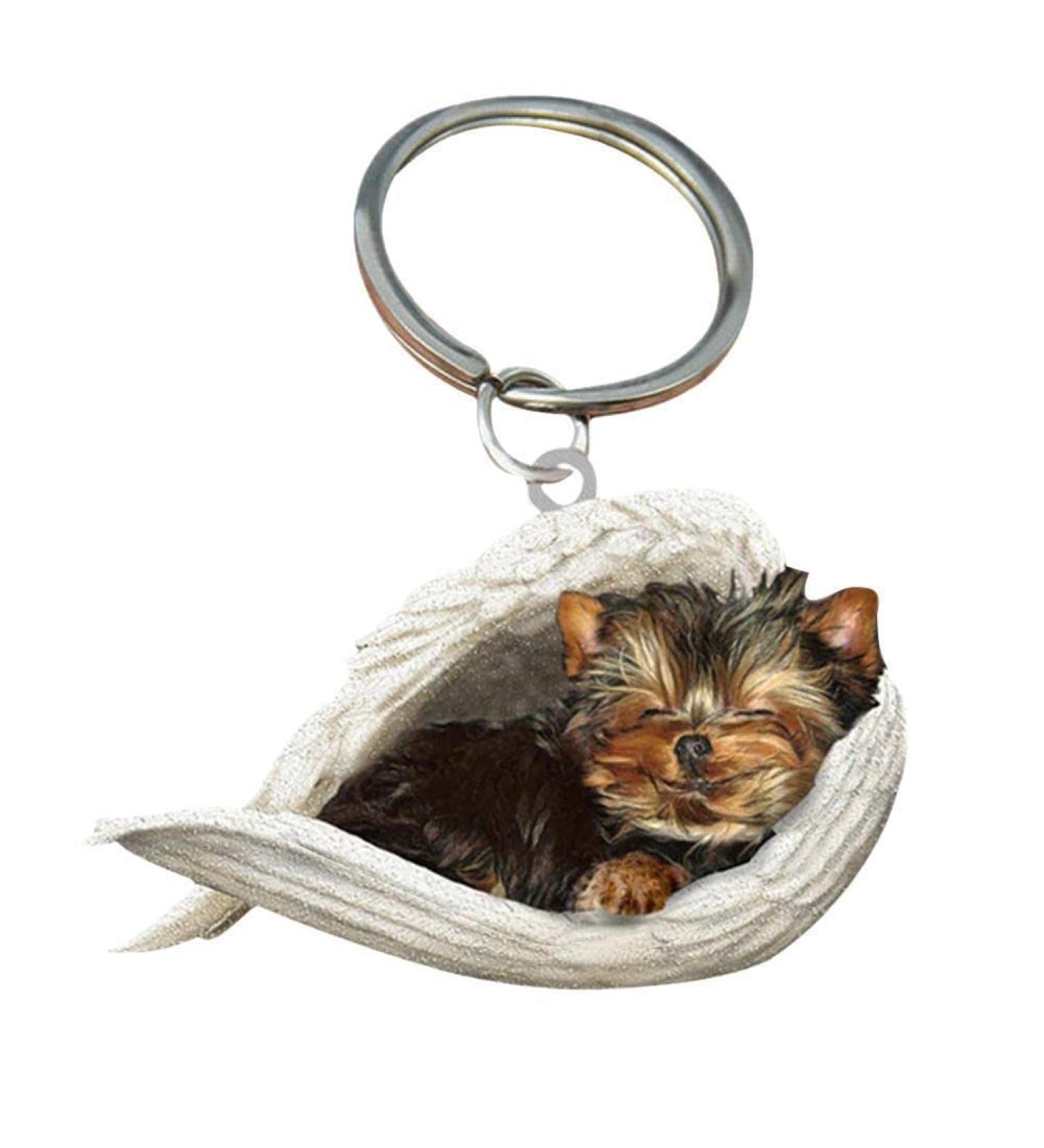 Sleeping Dog Angel Car Pendant | Cute Dog Lover Keychain Ornament for Moms | Rear View Mirror Accessories | Perfect Gift for Pet Owners - Buy Online on GoSupps.com