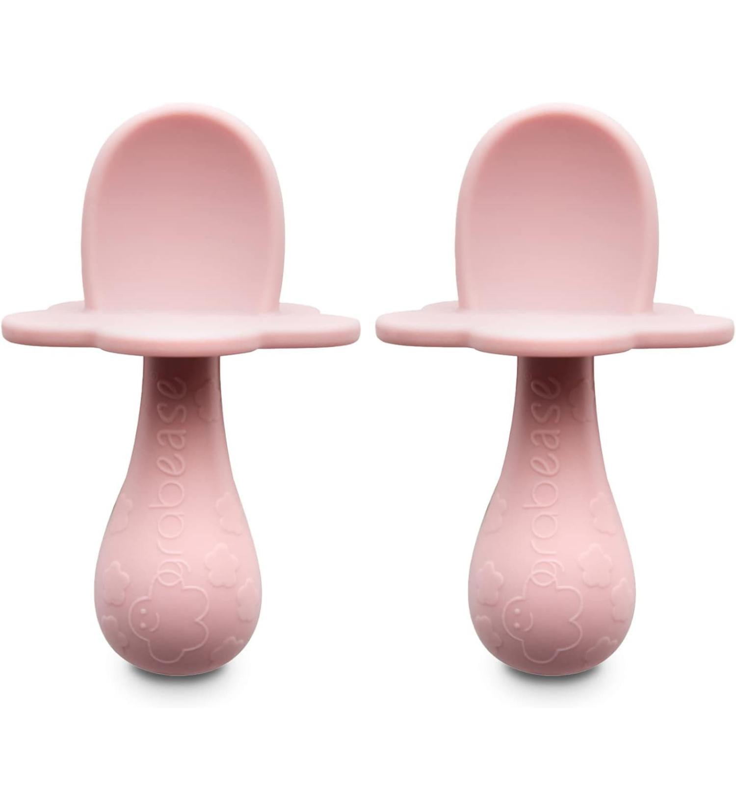 Grabease Silicone Baby Training Spoon Bundle - BPA-Free, Ergonomic Easy-Grip Handle, Choke Protection Barrier - Self-Feeding Toddler Spoons (Blush) - Buy Online on GoSupps.com