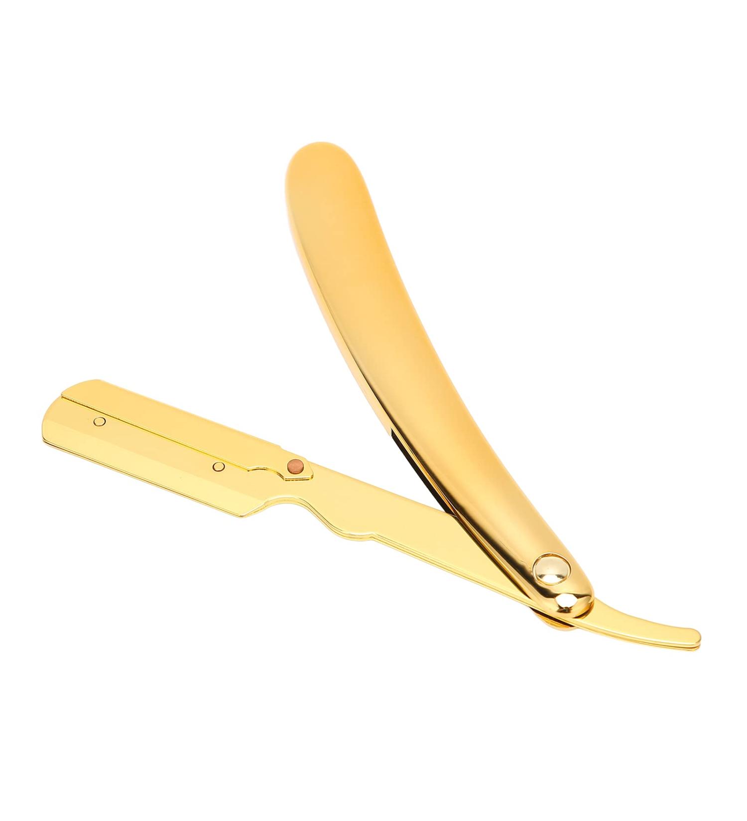 Professional Gold Straight Edge Razor Set - Ergonomic Foldable Design for Barbershops & Shaving - Buy Online on GoSupps.com